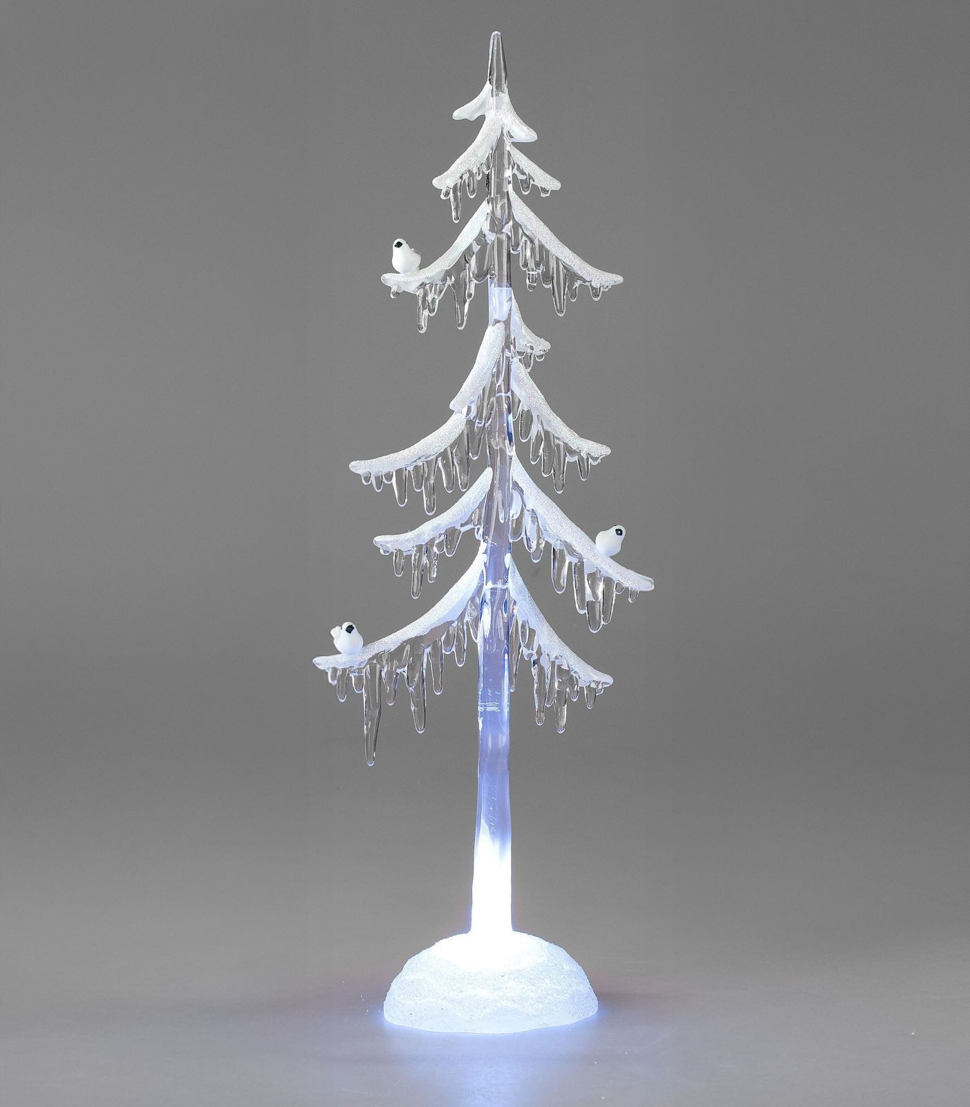 formano LED Dekolicht Weihnachtsbaum Acryl 35cm Dekobaum mit Licht & Vogel Herbst Winterdeko, LED fest integriert