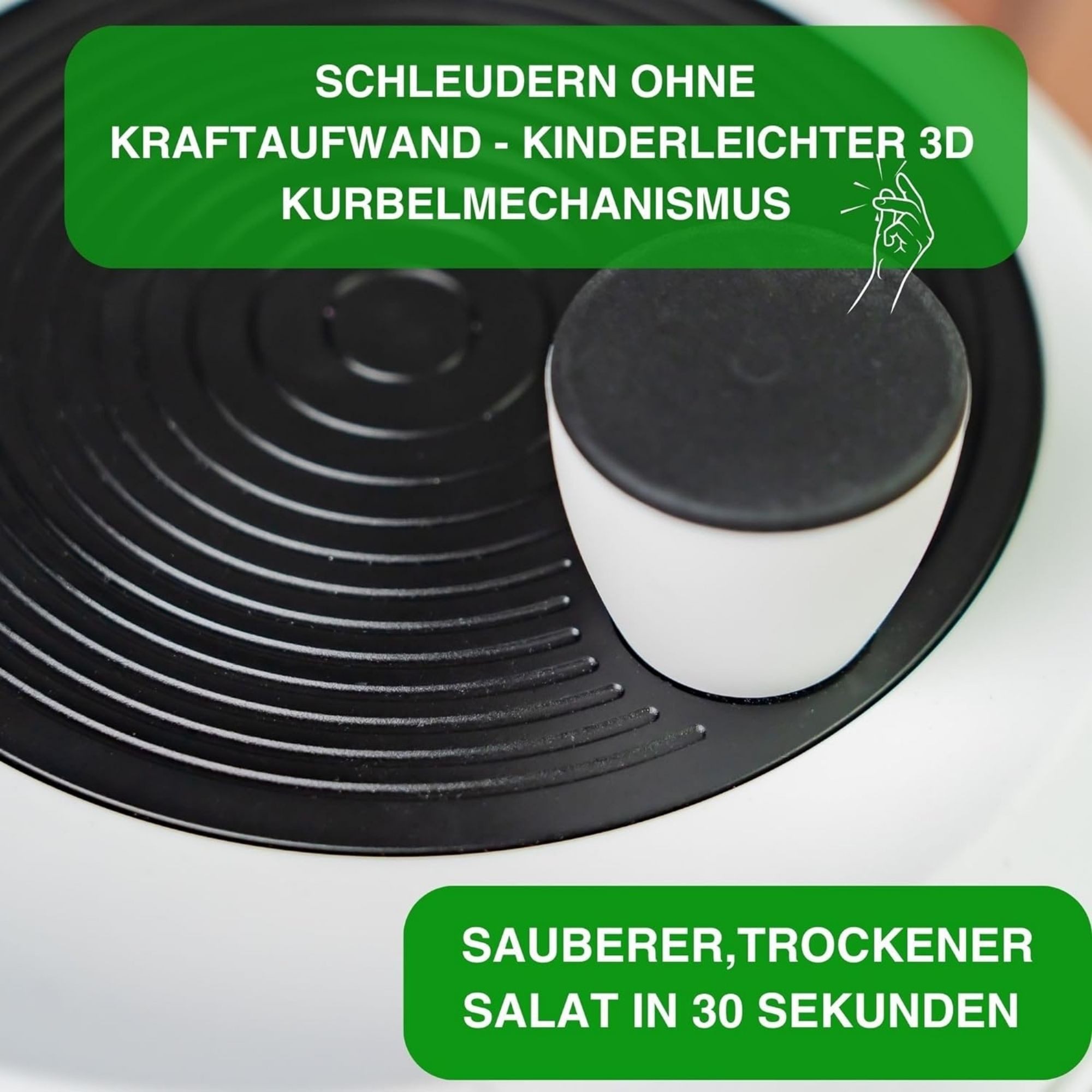 Thiru Salatschleuder Premium Salatschleuder 5L - Made in Germany, 5 Liter, BPA frei, Rutschfest, Leichtes Kurbeln – Bild 2 von 5