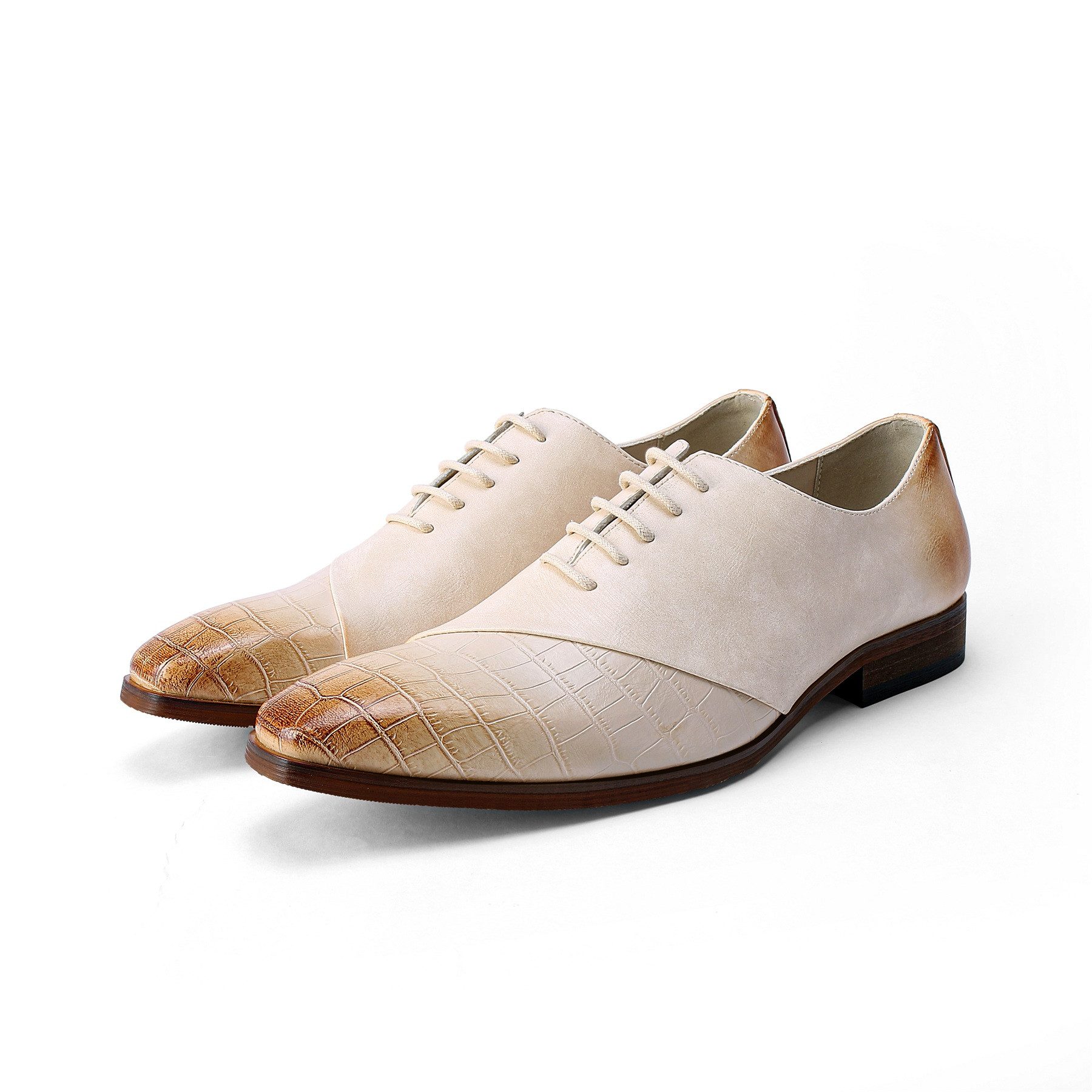 Allthemen Schnürschuh Herren Business Schnürschuhe mit Krokoleder-Optik Spitzkappe