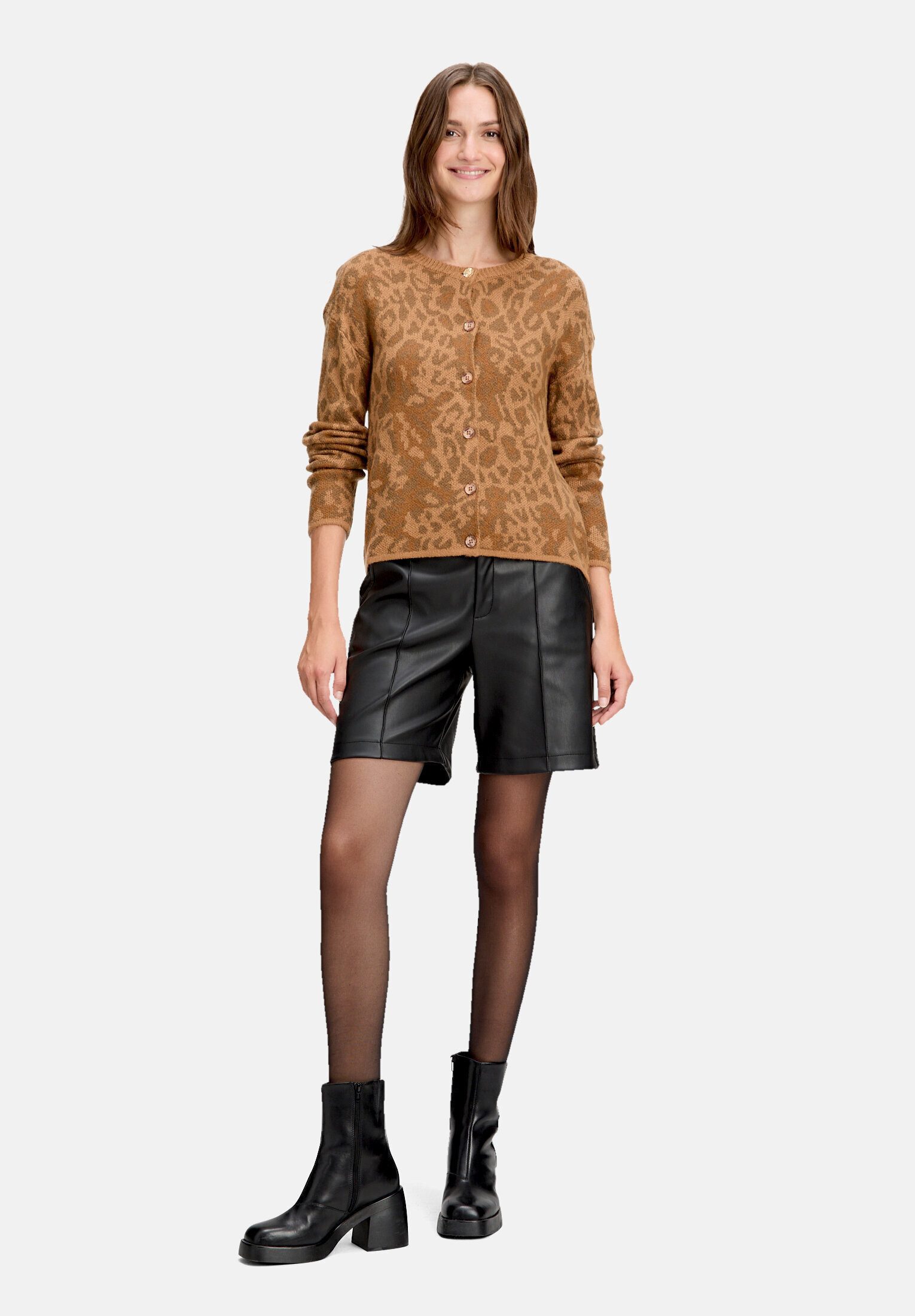Cartoon Strickjacke Damen mit Rundhalsausschnitt (1-tlg)