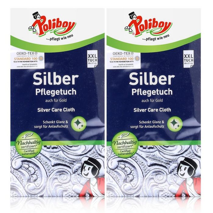 poliboy Poliboy Silber Pflegetuch - Poliert alle Gegenstände (2er Pack) Reinigungstücher