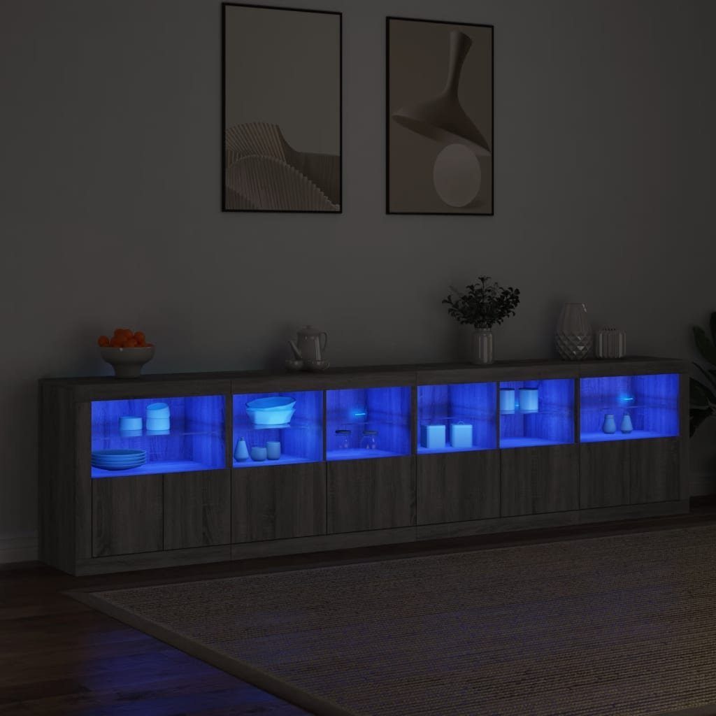 vidaXL Sideboard Sideboard mit LED-Leuchten Grau günstig online kaufen