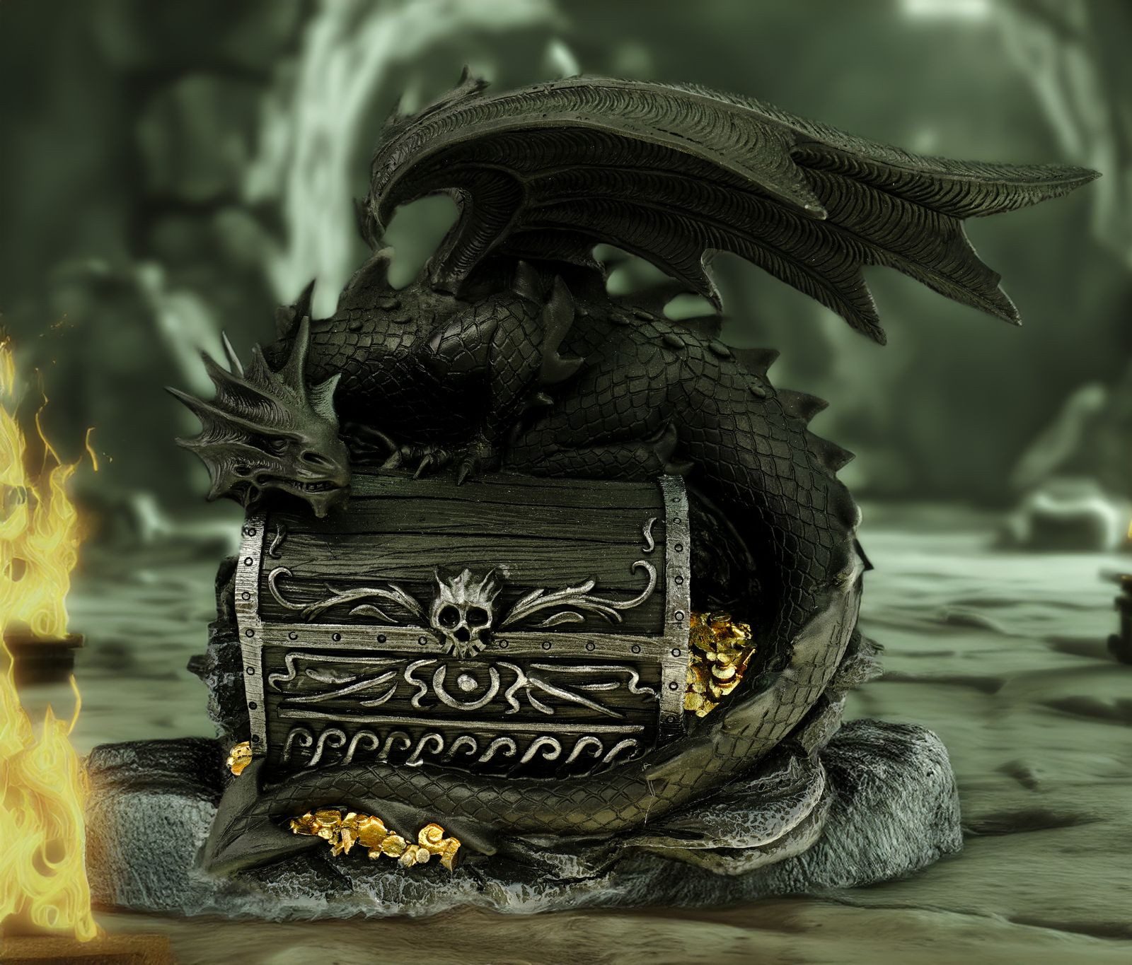 Kremers Schatzkiste Spardose XXL Spardose Drachenwächter 21 cm aus Polyresi günstig online kaufen