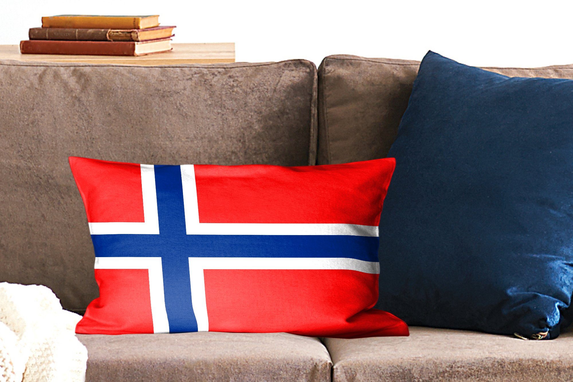 Füllung, Wohzimmer Dekokissen Schlafzimmer Norwegen, der Flagge mit von Zierkissen, Bild Dekoration, MuchoWow Dekokissen