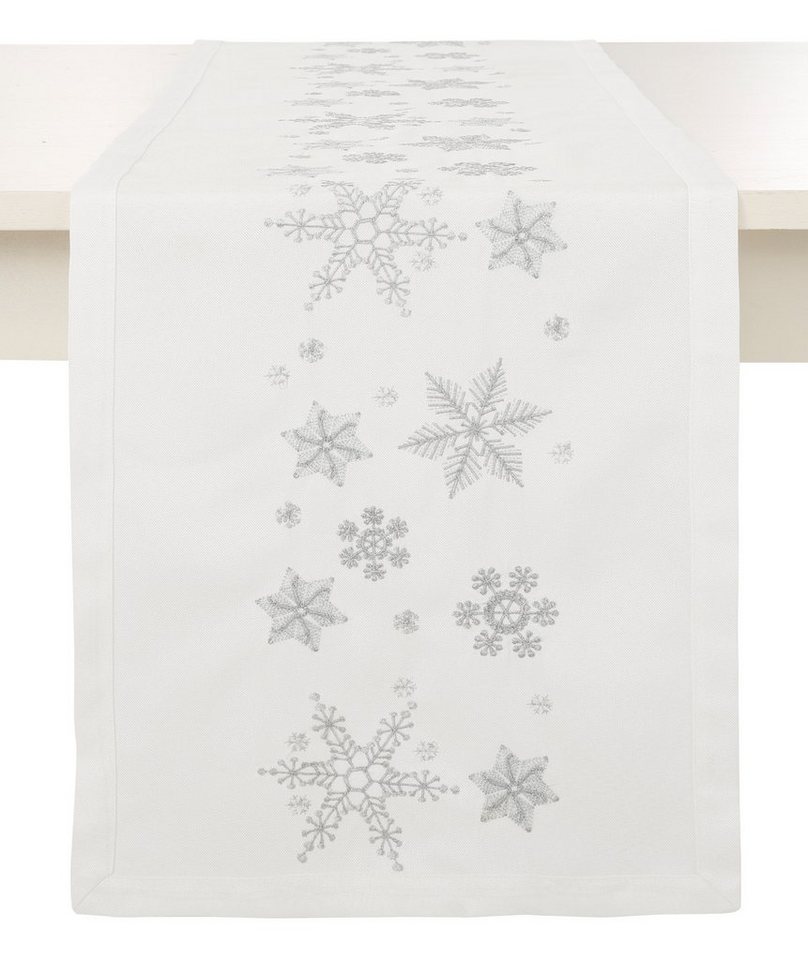 Dreams Tischläufer Schneeflocke, Weihnachtsdeko, Weihnachten, mit aufwendiger  Stickerei