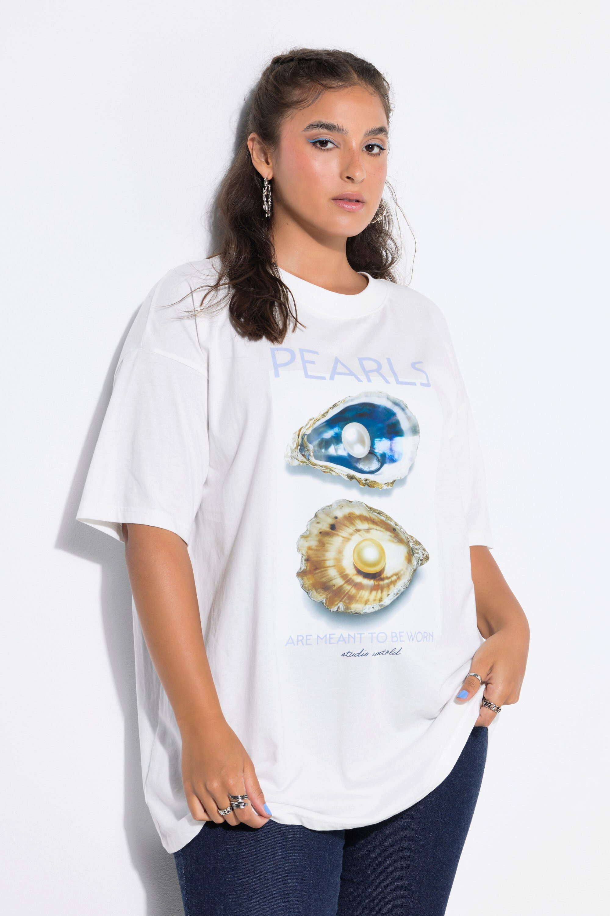 Studio Untold T-Shirt T-Shirt Oversize Shape Pearls Print