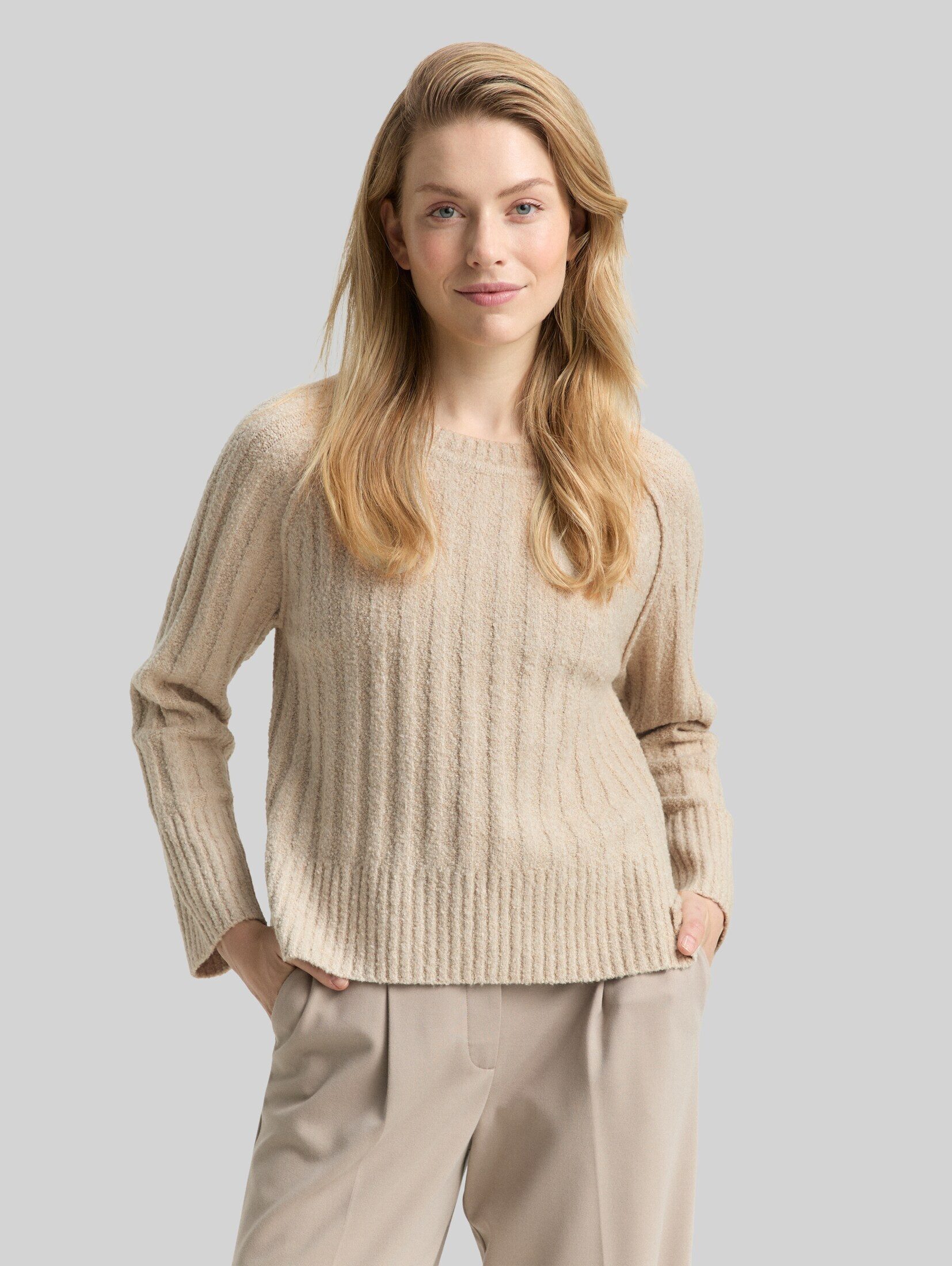 TOM TAILOR Strickpullover Pullover & Strickjacken Bouclé Strickpullover mit Wollanteil