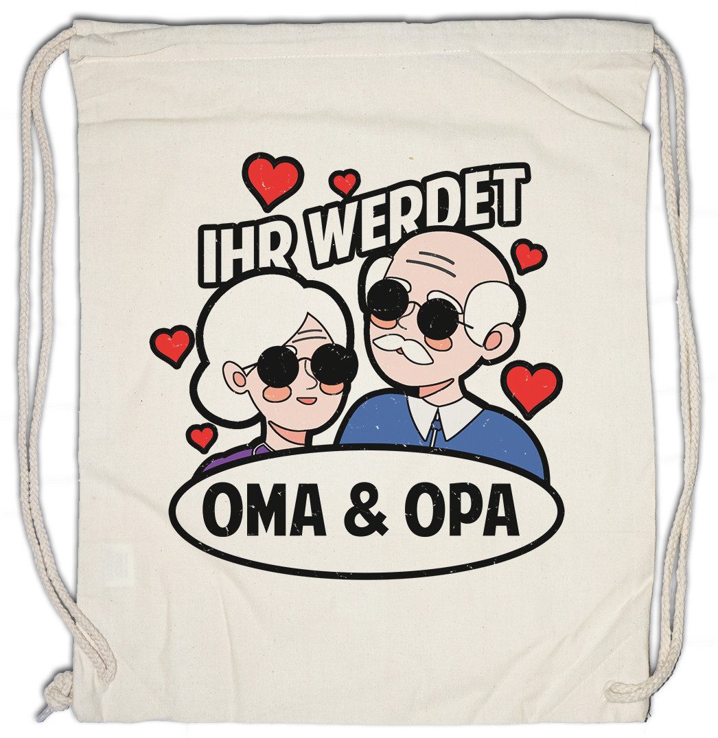 Urban Backwoods Turnbeutel Ihr Werdet Oma und Opa Turnbeutel Opi Großvater Omi Großmutter Baby (1-tlg), Großeltern Familie Nachwuchs