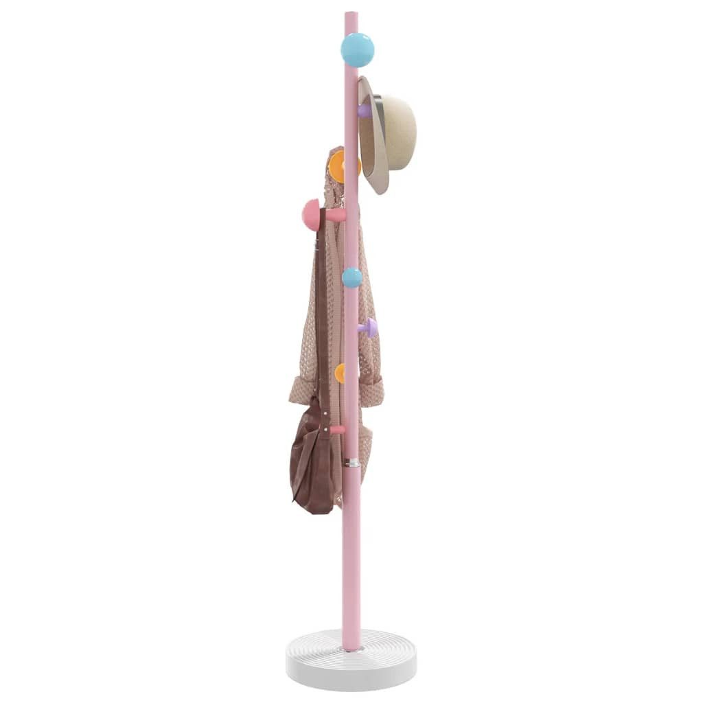 furnicato Garderobenständer aus pulverbeschichtetem Eisen 172 cm Rosa mit weiß, (1 St), Standgarderobe mit 8 Haken und zementgefülltem Sockel für den Flur