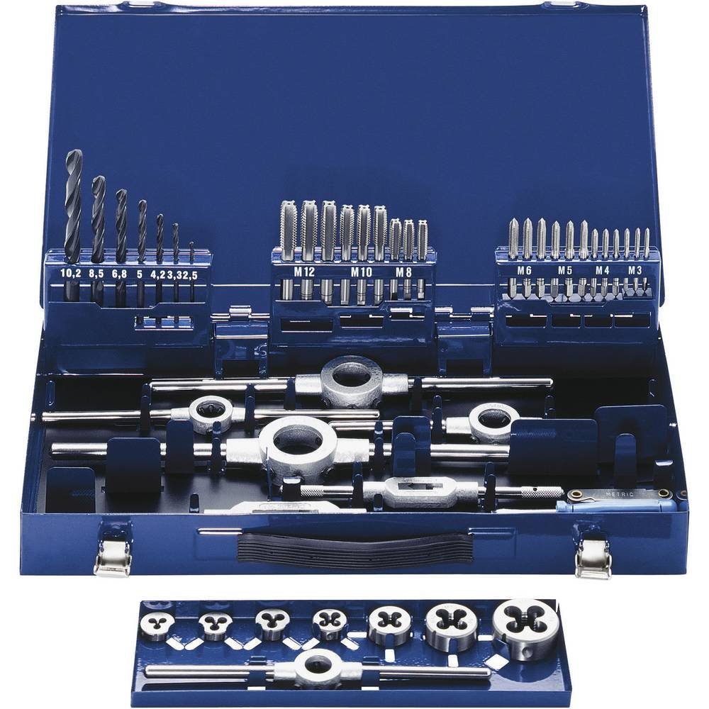 Gewindeschneider Gewindeschneidsortiment M3 – M12, HSS, 49-teilig 10721
