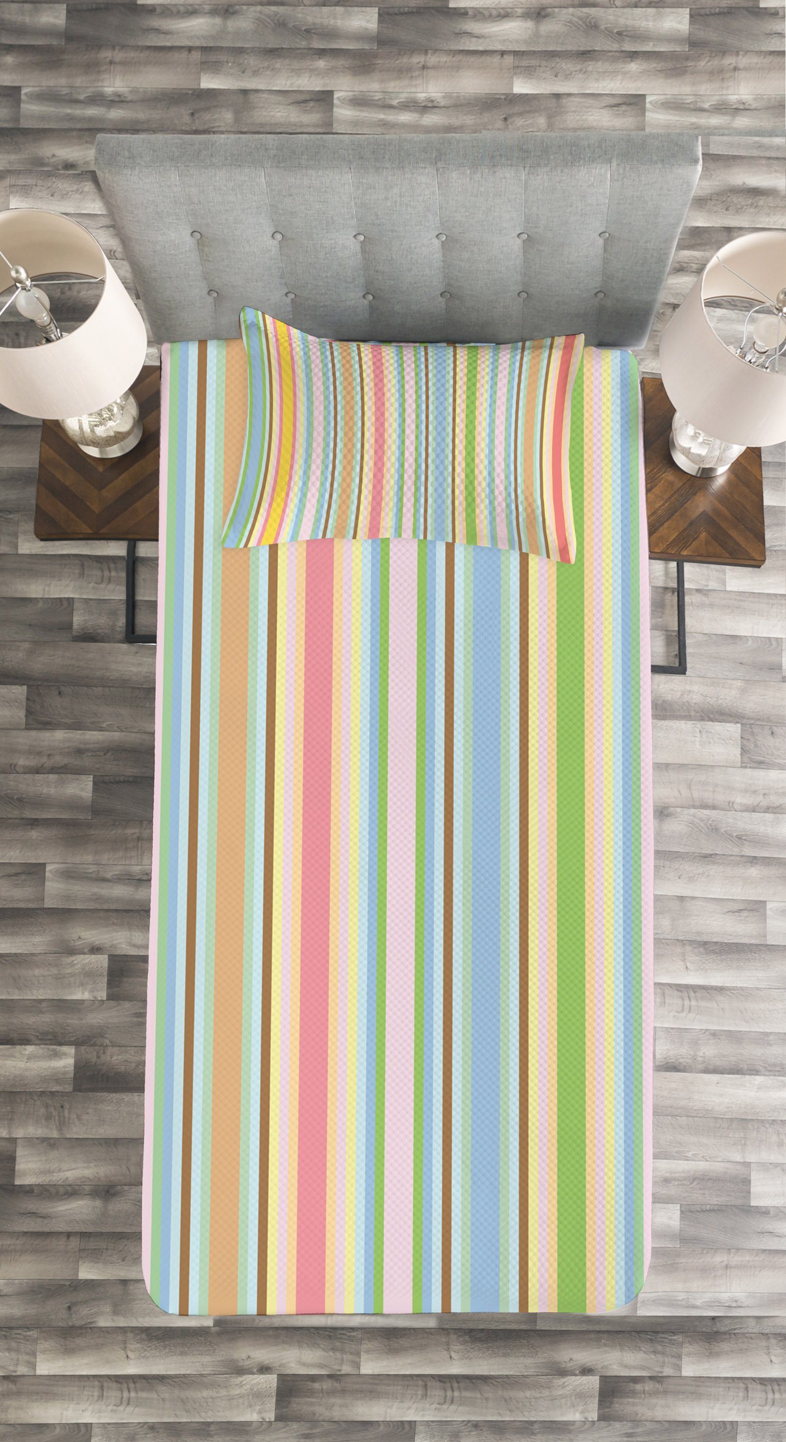 Barcode-Muster-Streifen Jungs Abakuhaus, Kissenbezügen Waschbar, mit Set Tagesdecke