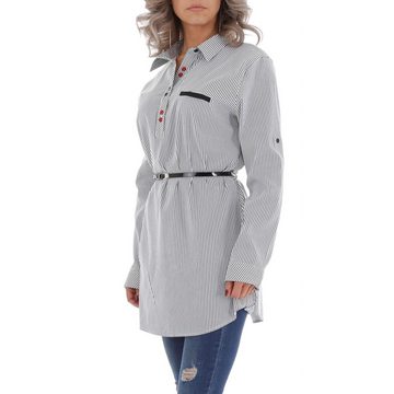 Ital-Design Longbluse Damen Elegant Gestreift Longbluse in Grau