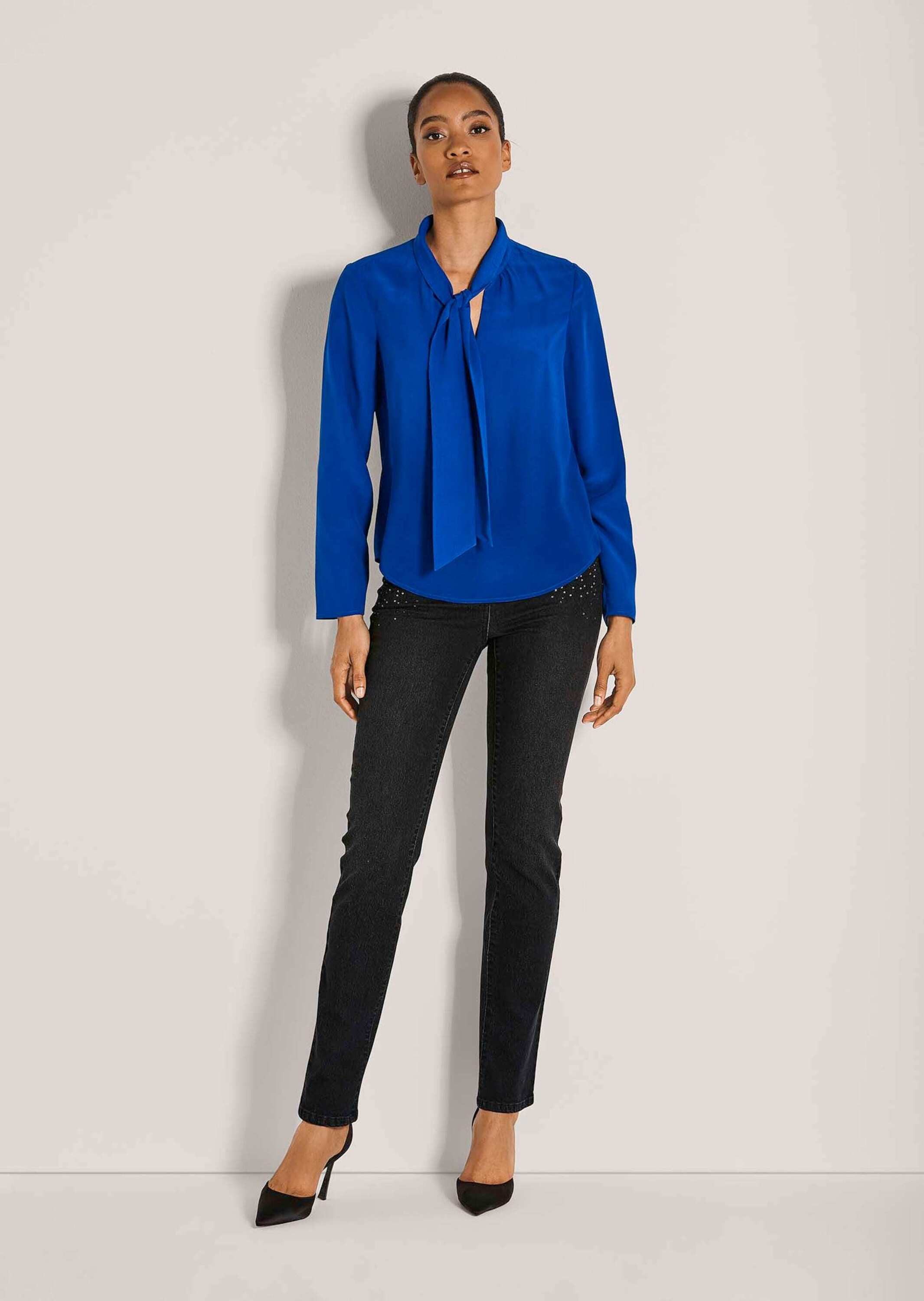 Langarmbluse Elegante Bluse mit V-Ausschnitt