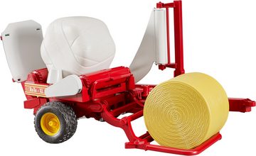 Bruder® Spielzeug-Landmaschine Ballenwickler 38 cm mit Rundballen ocker/weiss (02122), Made in Europe