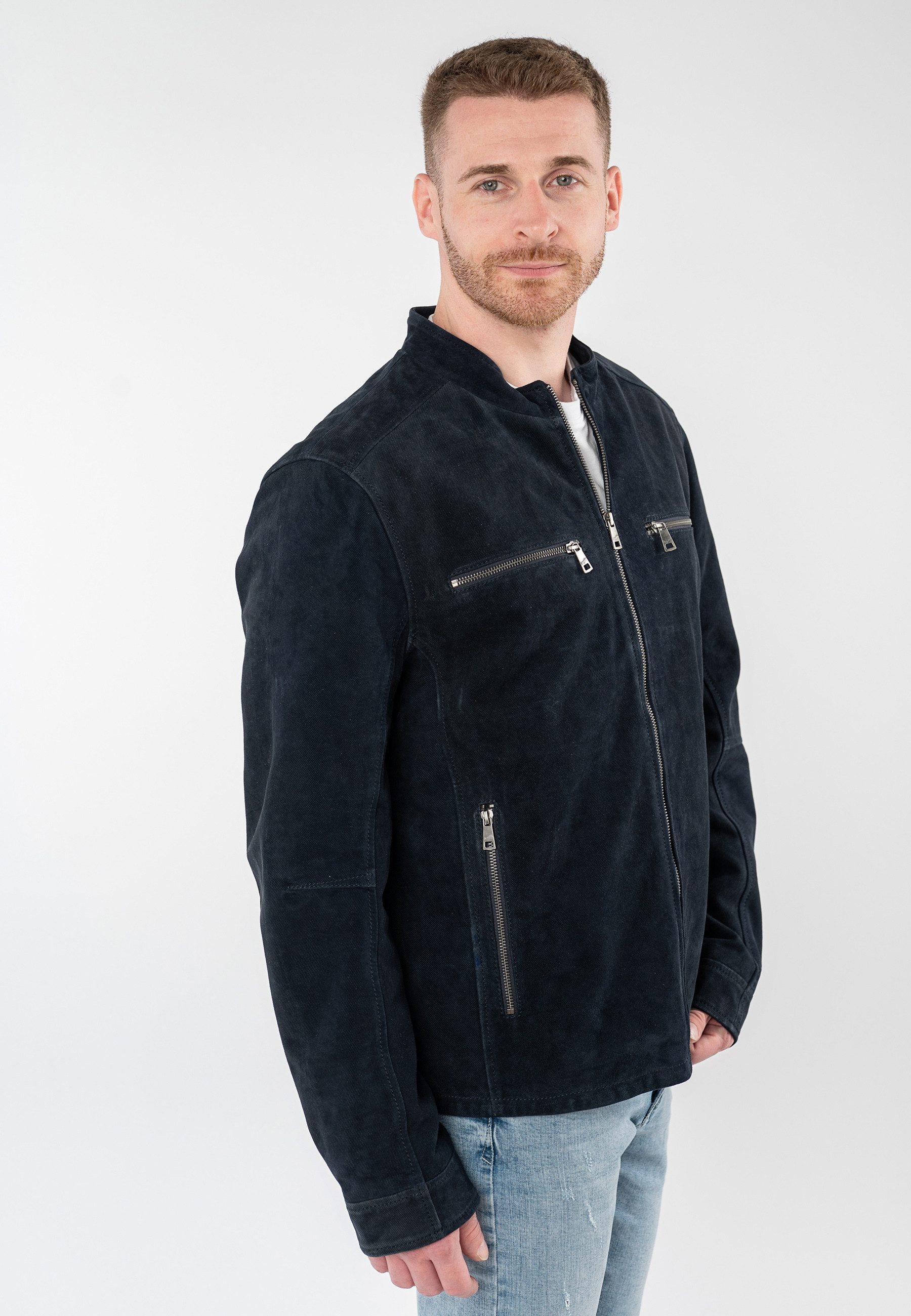 Mauritius Lederjacke MMBerat aus Veloursleder in Denim-Struktur – Bild 2 von 5