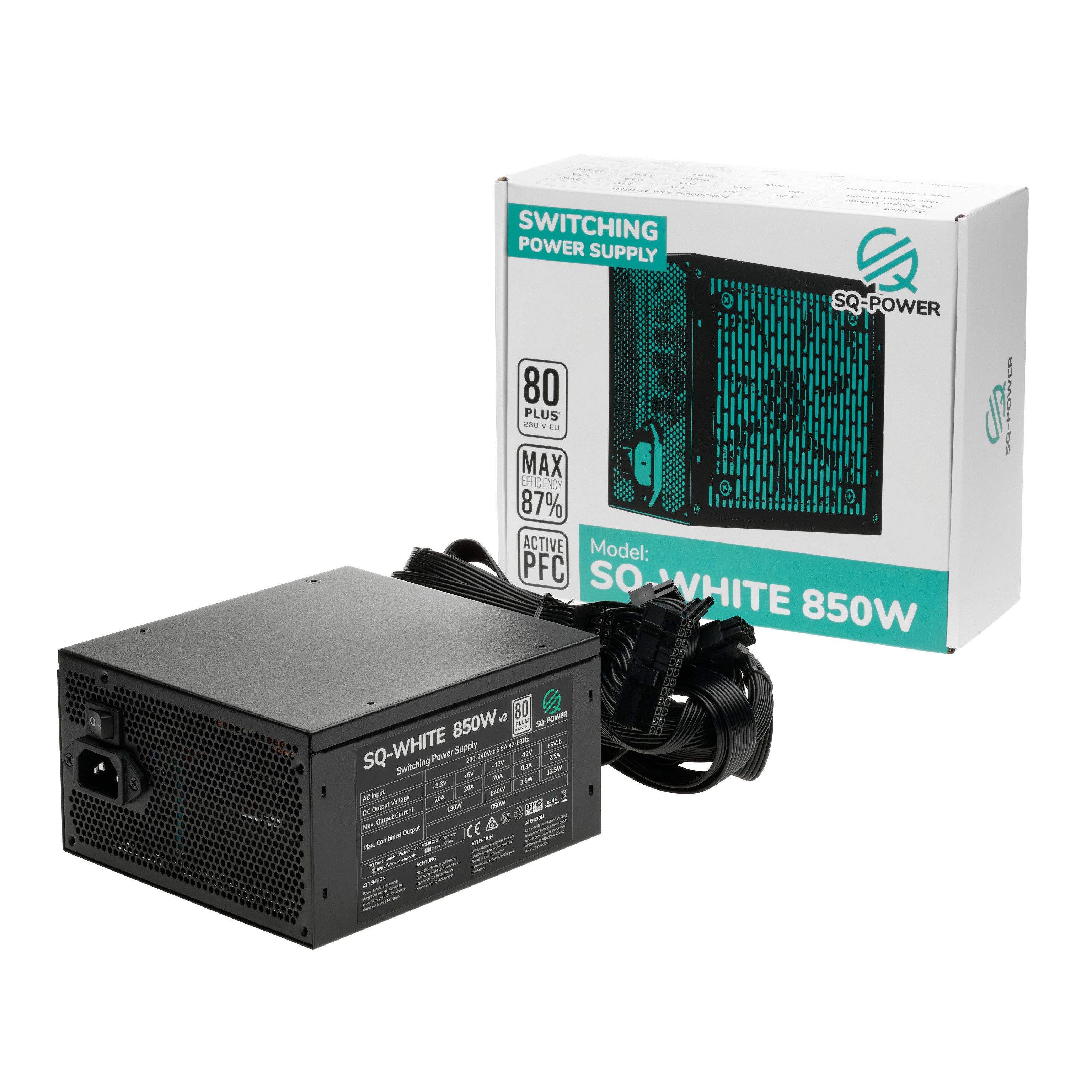 SQ-POWER GmbH SQ-WHITE 850 Watt PC-Netzteil (80)