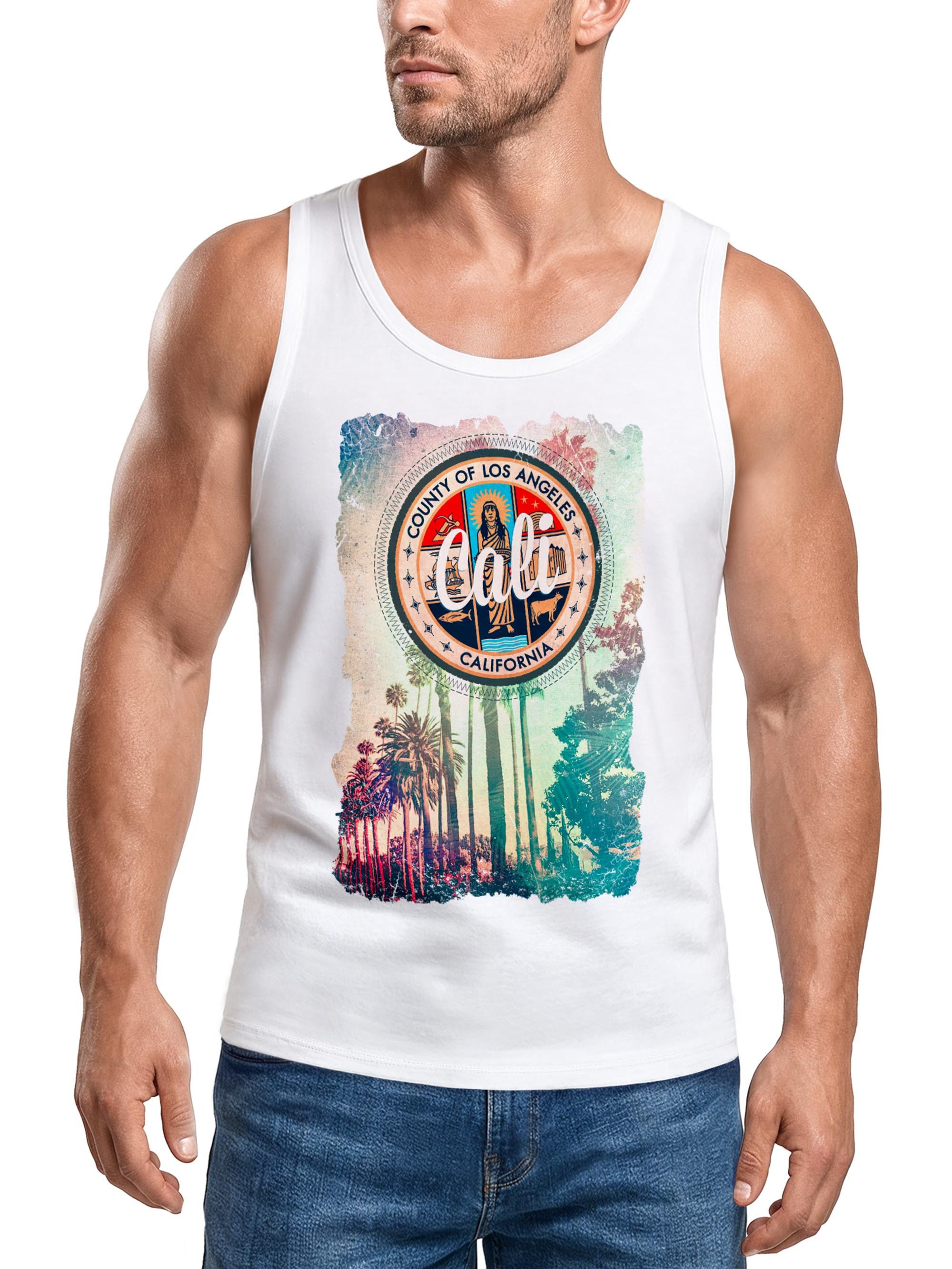 Neverless Tanktop Herren Tank Top California Beach Sunset Palmen Los Angeles Retro mit Print