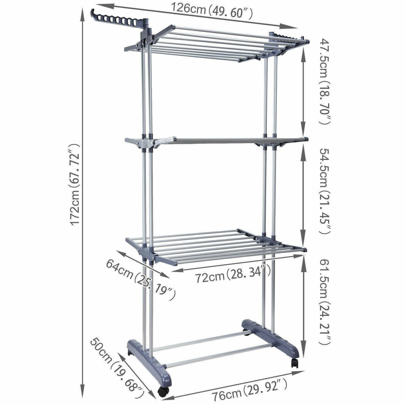FANNOU Wäscheständer Turm mit 2 Drehbare Flügeln Verstellbarer Hoch 172cm, Platzsparend Clothes Drying Rack mit Rädern für Wohnung, Balkon – Bild 2 von 5