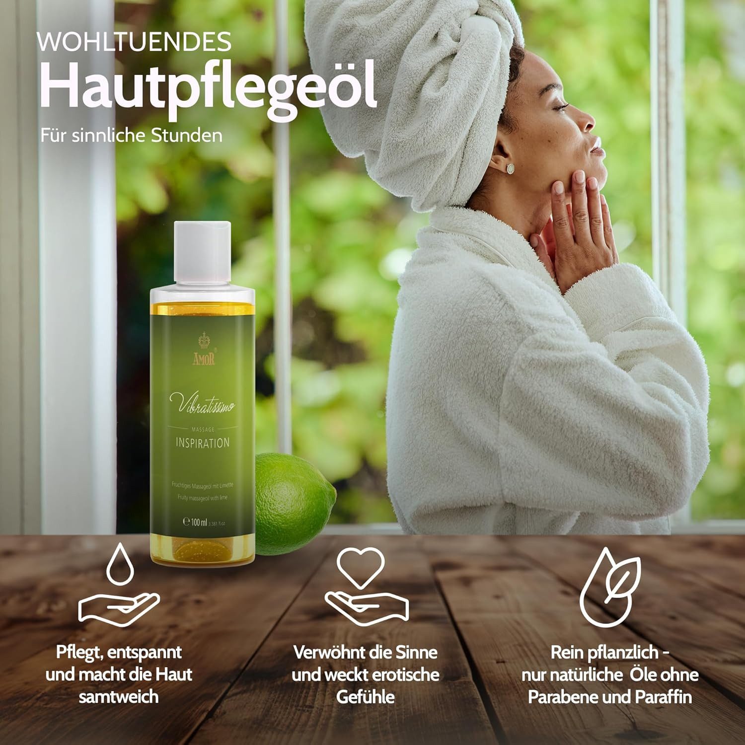 Vibratissimo Massageöl Desire Jump, Natural, Inspiration, verschiedene Aromen für entspannende Stunden