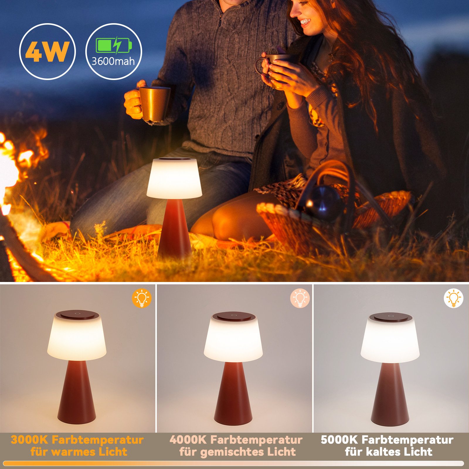 ZMH LED Tischleuchte Kabellos 3600mhA Dimmbar günstig online kaufen