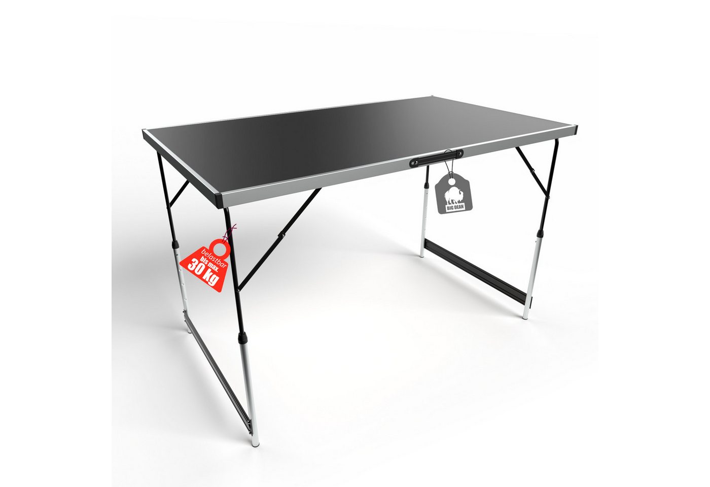 BigDean Klapptisch Multifunktionstisch klappbar stabiler Mittelstrebe 100x60 cm Schwarz (Packung, 1-St., Campingtisch), Multifunktionaler Mehrzwecktisch