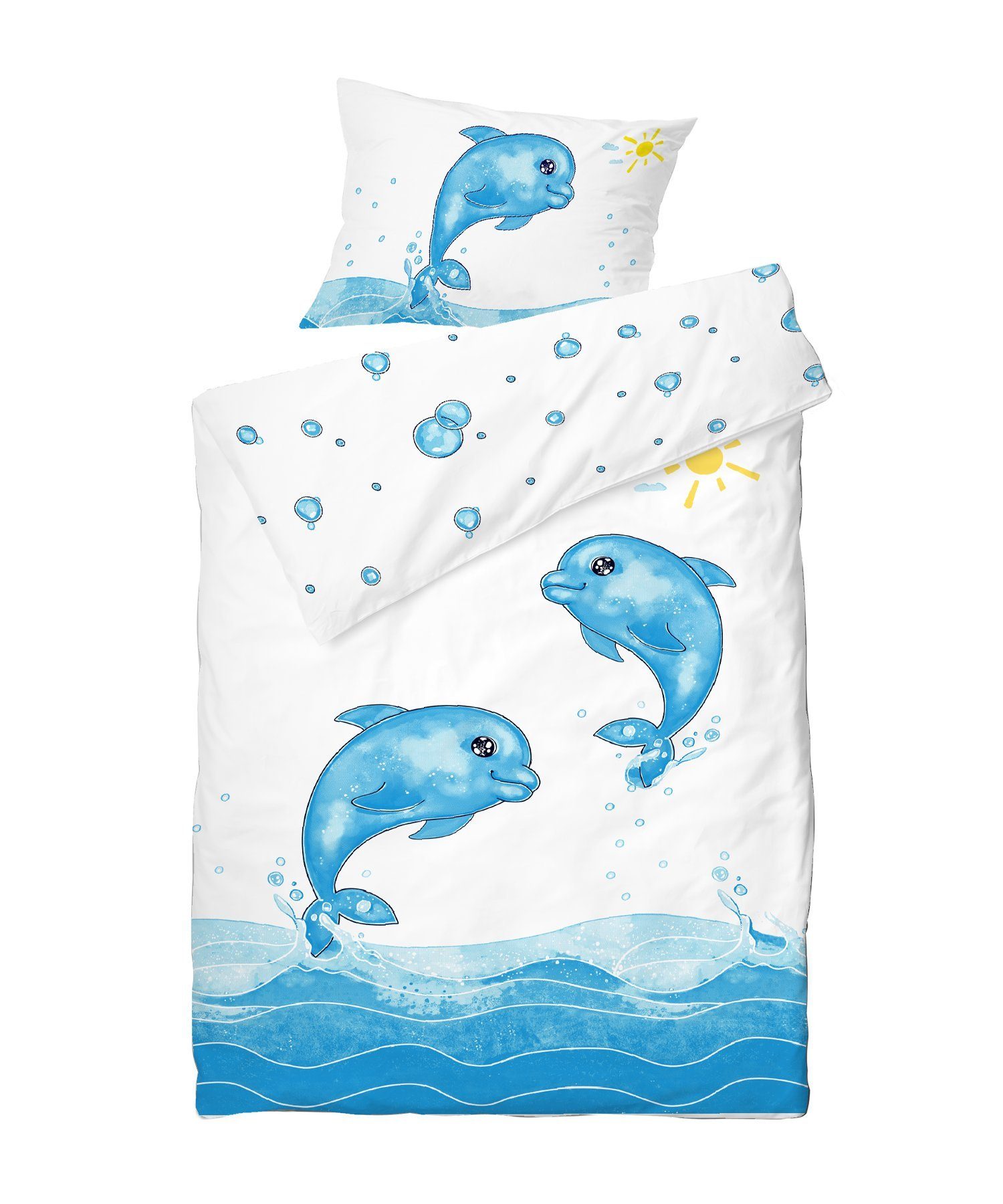 Kinderbettwäsche Wendebettwäsche Delfin