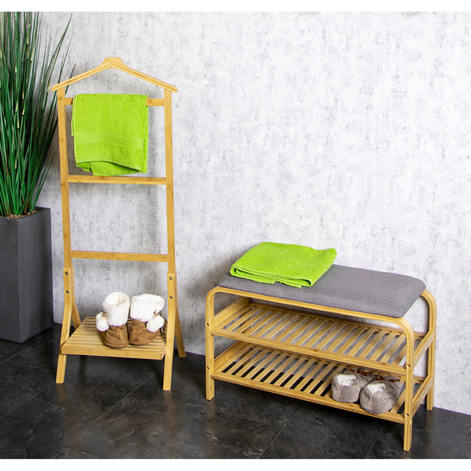 HAKU Herrendiener Herrendiener natur - Kleiderständer, Bambus - B 46xH 115xT 28 cm, (1xHerrendiener, Stummer Diener - Herrenständer), Herrendiener aus Bambus, Stiller Diener, Stummer Diener