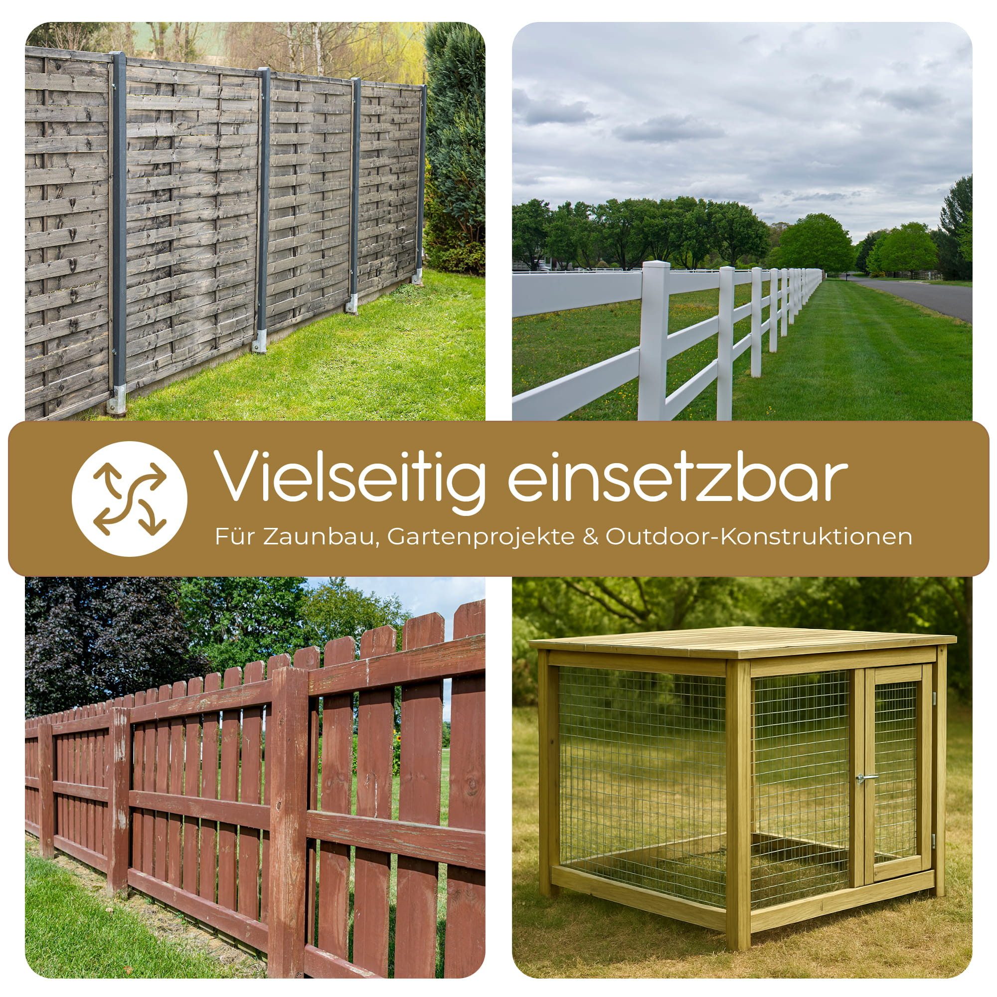 BooGardi Zaunpfosten Imprägnierte Holzpfosten · KDI Zaunpfosten in 24 Größen, (1-St., 1 Stück 9x9 x 50cm ohne Zubehör), Vierkantpfosten mit flachem Kopf · Kantholz · Holz · Pfosten · Balken
