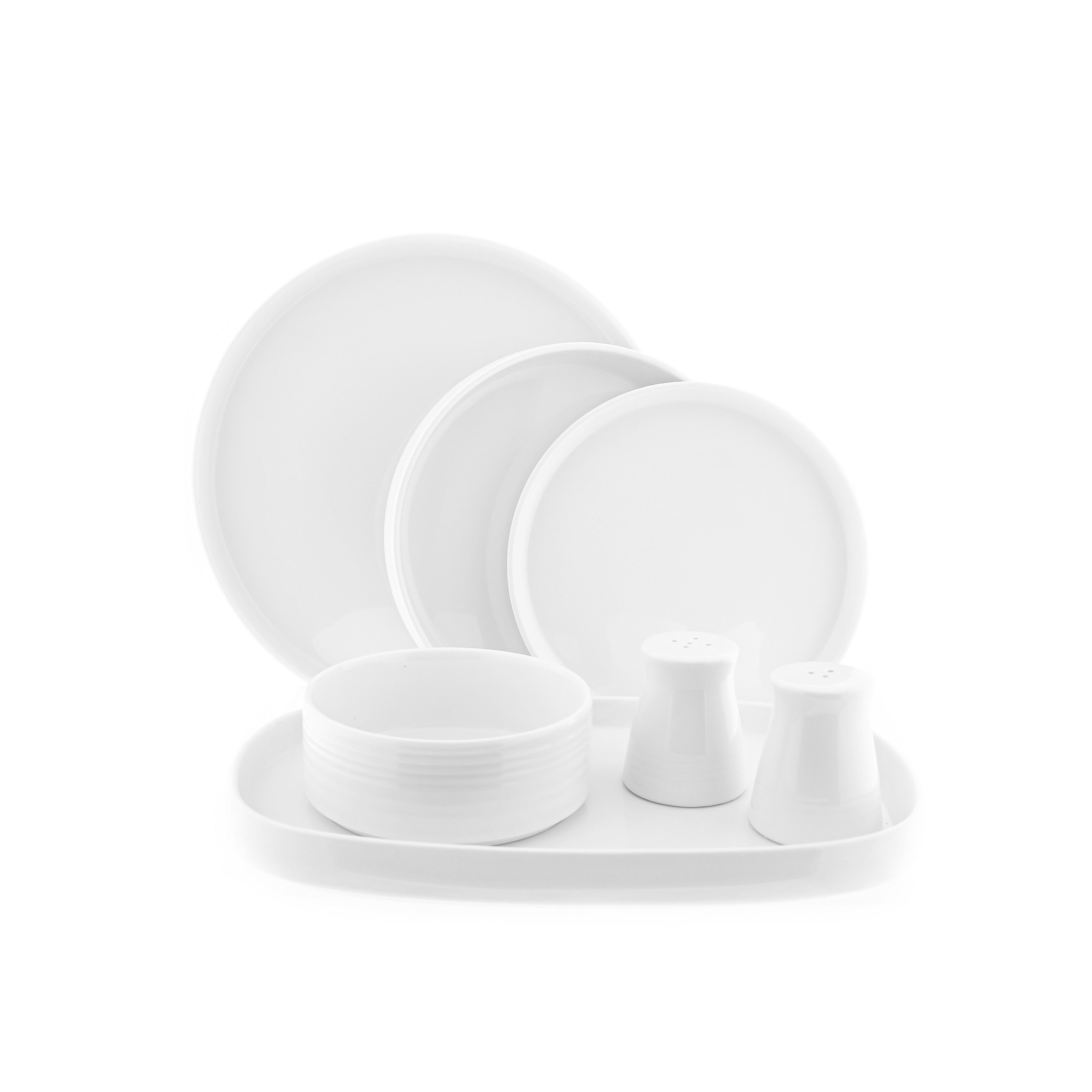 Almina Geschirr-Set 27-tlg. aus Porzellan, Tafelservice für 6 Personen Weiß mit Gold (27-tlg)