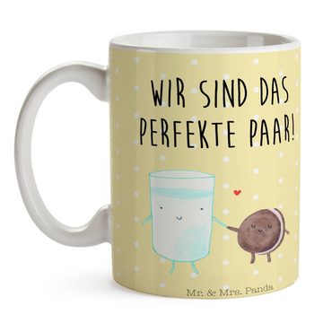 Mr. & Mrs. Panda Tasse Milch Keks - Gelb Pastell - Geschenk, Kaffee, lustige Sprüche, Tasse, Keramik, Herzberührende Designs