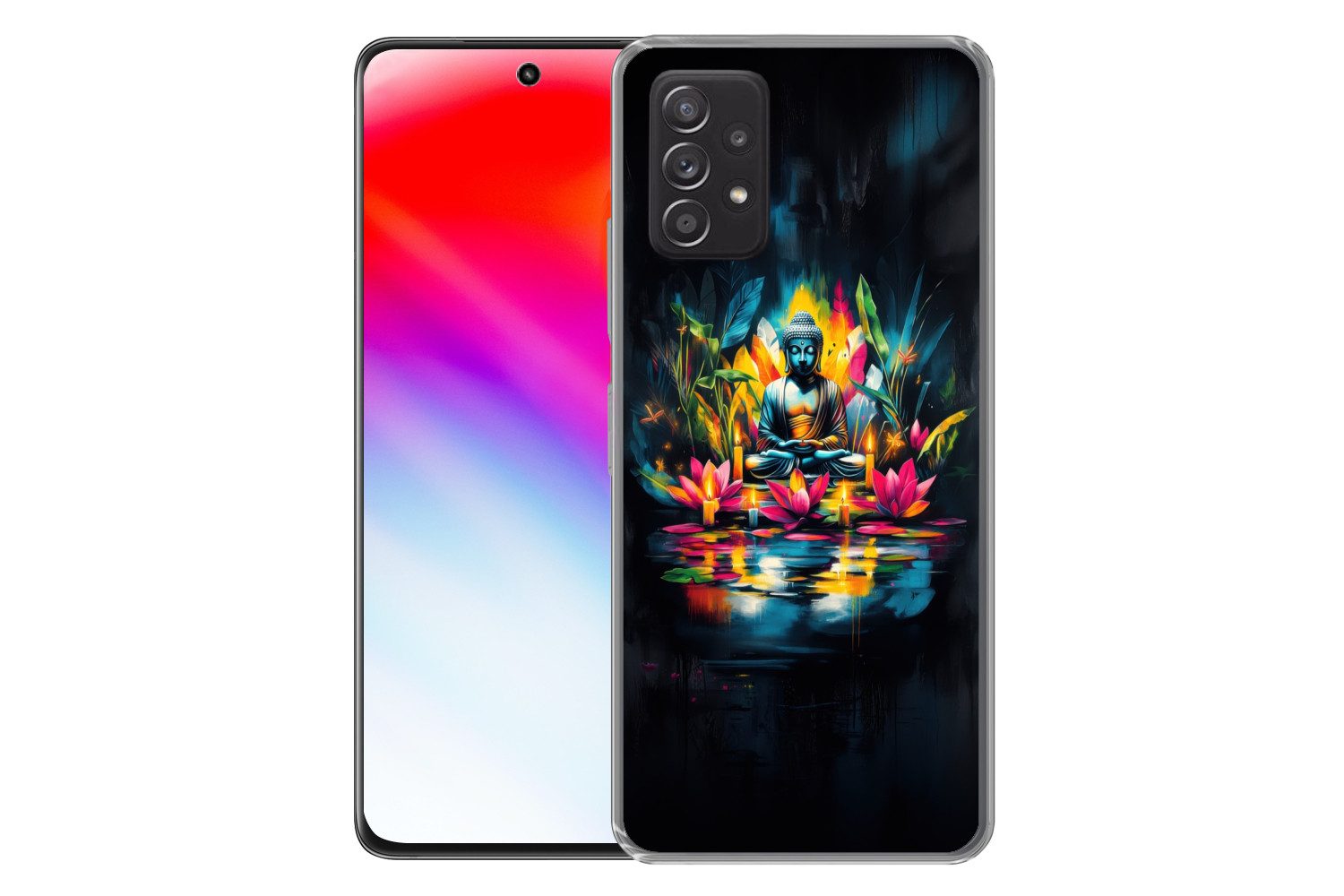 MuchoWow Handyhülle für Samsung Galaxy A53 5G Kerzen - Blumen - Buddha - Wasser, Phone Case, Silikon, Schutzhülle Dünn