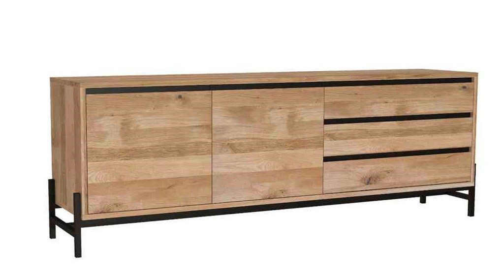 Main Möbel Sideboard Sideboard 189x67cm 'Veneza' Eiche & Metall schwarz