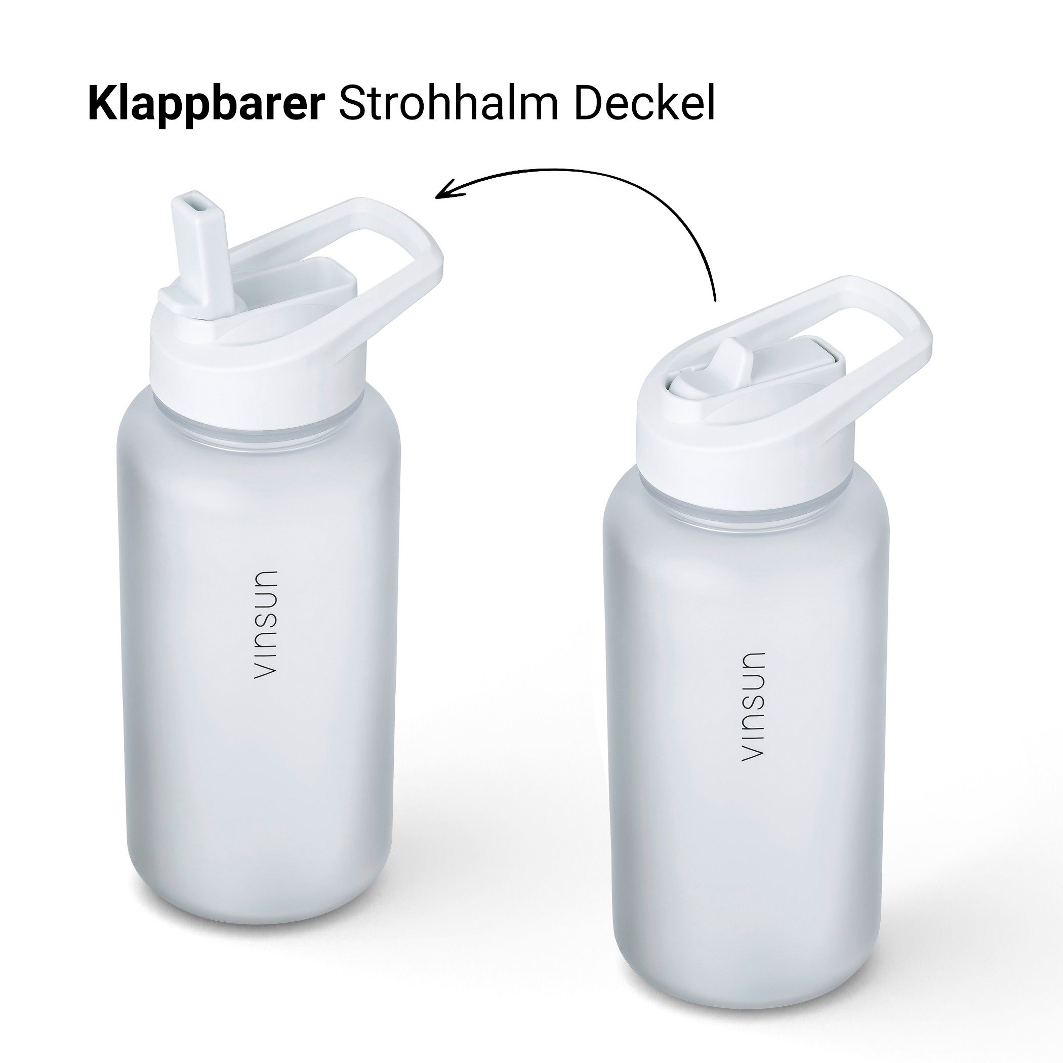 Vinsun Trinkflasche Sportflasche mit Strohhalm 1L - Wasserflasche Tritan auslaufsicher, BPA frei, Bruchsicher, geruchs- & geschmacksneutral, geringes Gewicht
