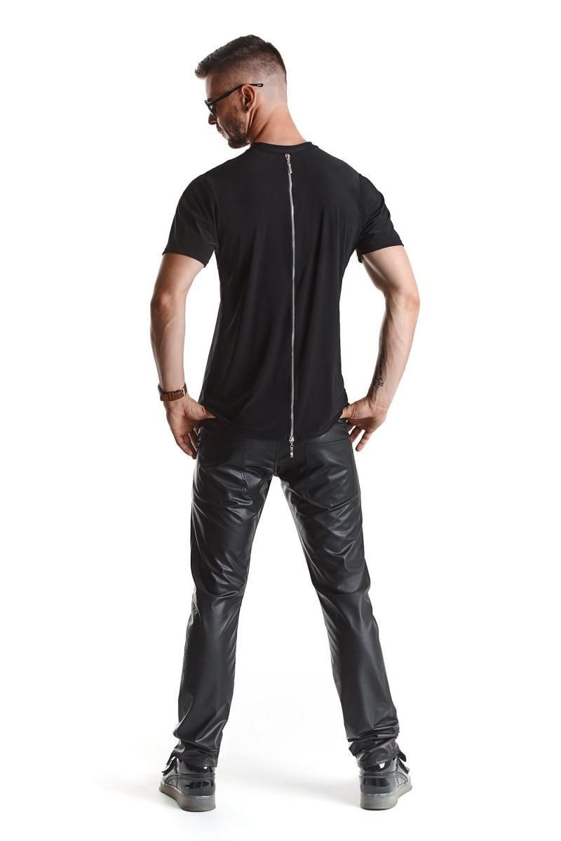 Regnes Fetish Planet T-Shirt Herren T-Shirt schwarz mit dekorativem 2-Wege-Reißverschluss auf der R