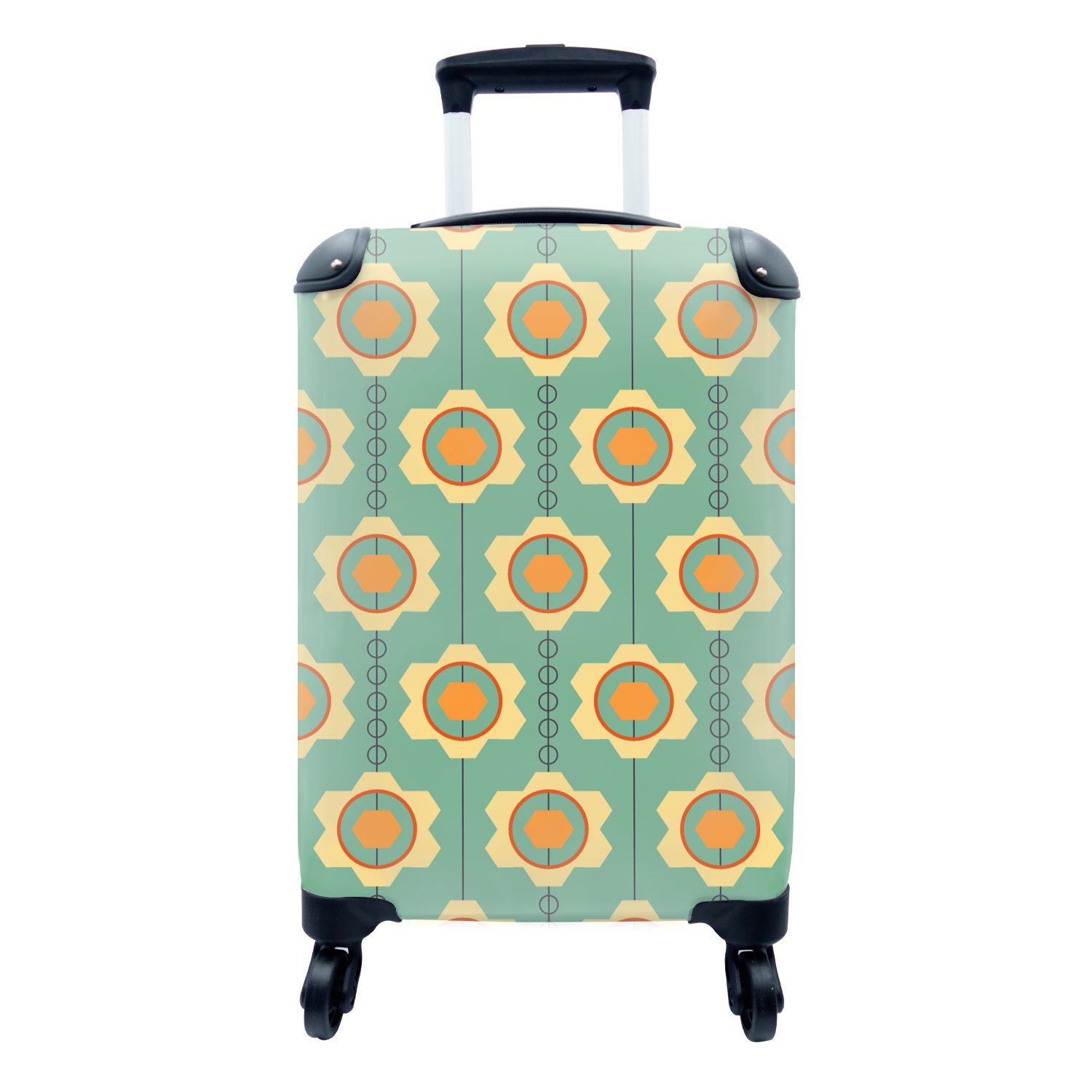 MuchoWow Handgepäckkoffer Sonnenblume - Muster rollen, Reisekoffer - Retro, Ferien, - 4 Zahnräder Handgepäck Reisetasche Rollen, Trolley, für mit