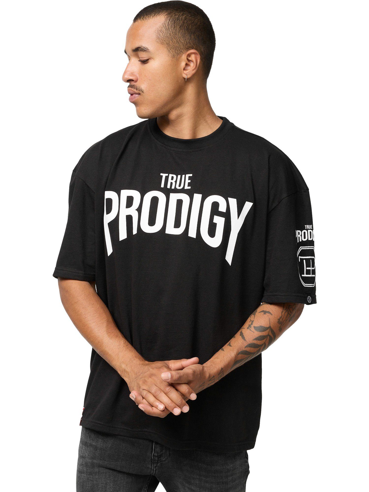 trueprodigy Oversize-Shirt Adrian Logoprint Rundhals dicker Stoff
