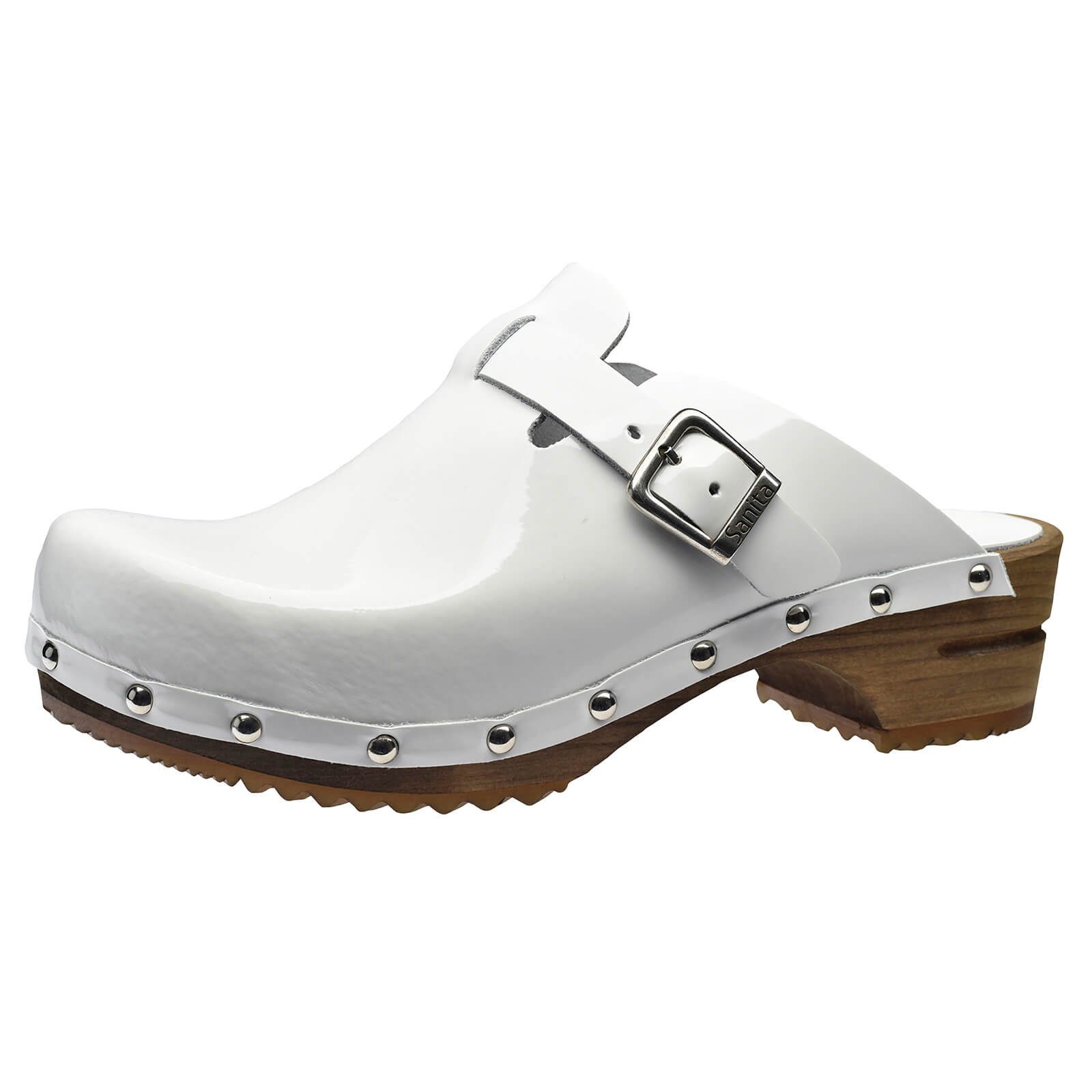 Sanita Wood-Krisla Open Clog White Sandale