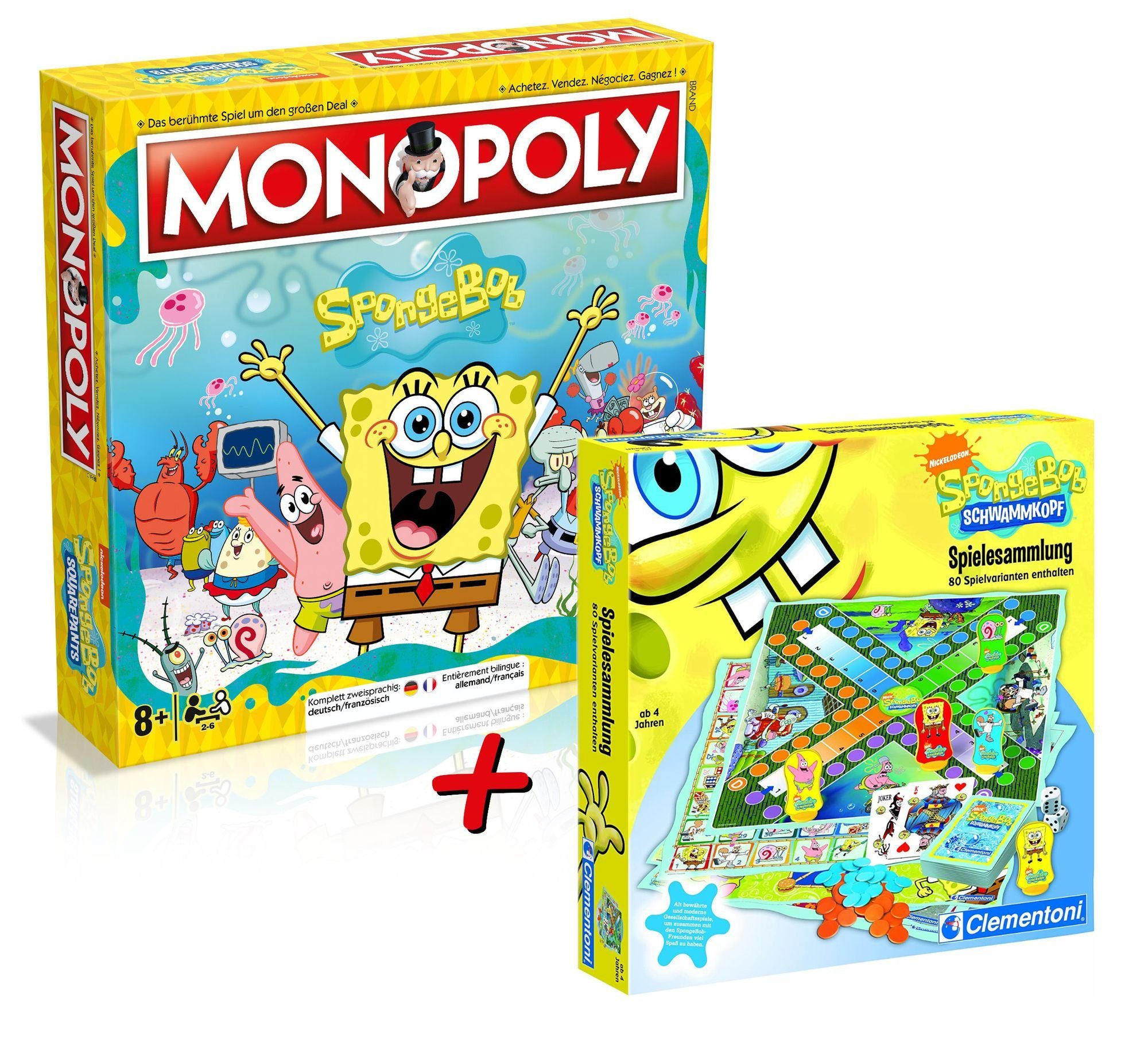 Winning Moves Spiel, Brettspiel Monopoly SpongeBob Schwammkopf + Ігриsammlung