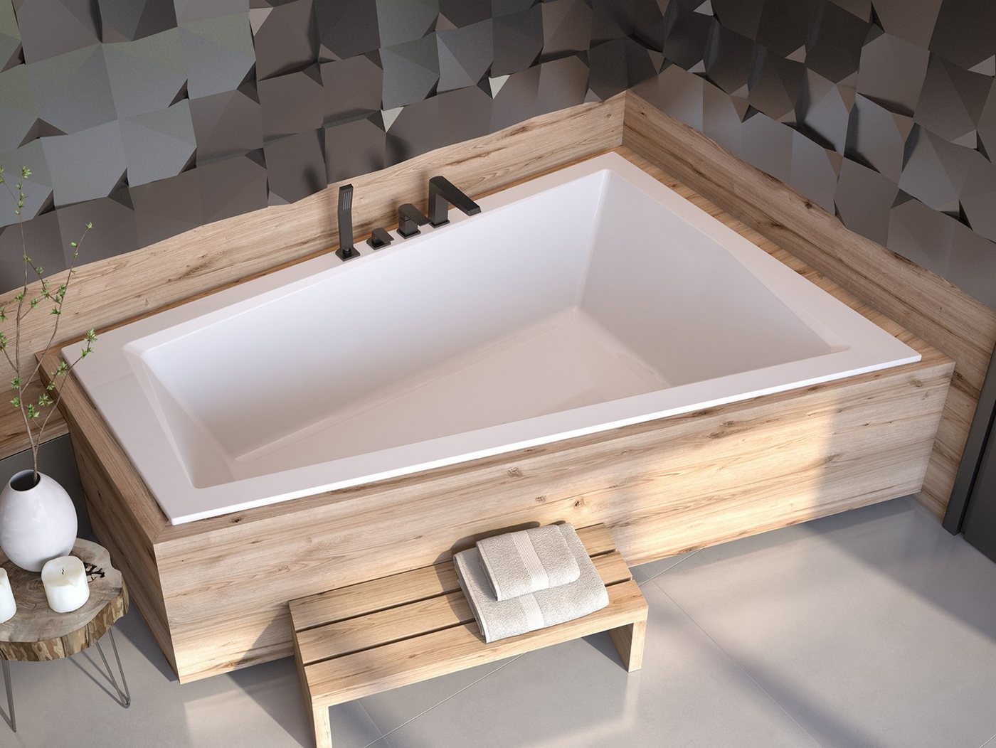 Thumbnail - KOLMAN Badewanne Eckbadewanne Intima Slim 170x125, (Links/Rechts), Ablaufgarnitur & Füße GRATIS