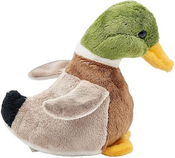 Uni-Toys Kuscheltier Ente mit Stimme - 16 cm (Länge) - Plüsch-Vogel - Plüschtier, zu 100 % recyceltes Füllmaterial!