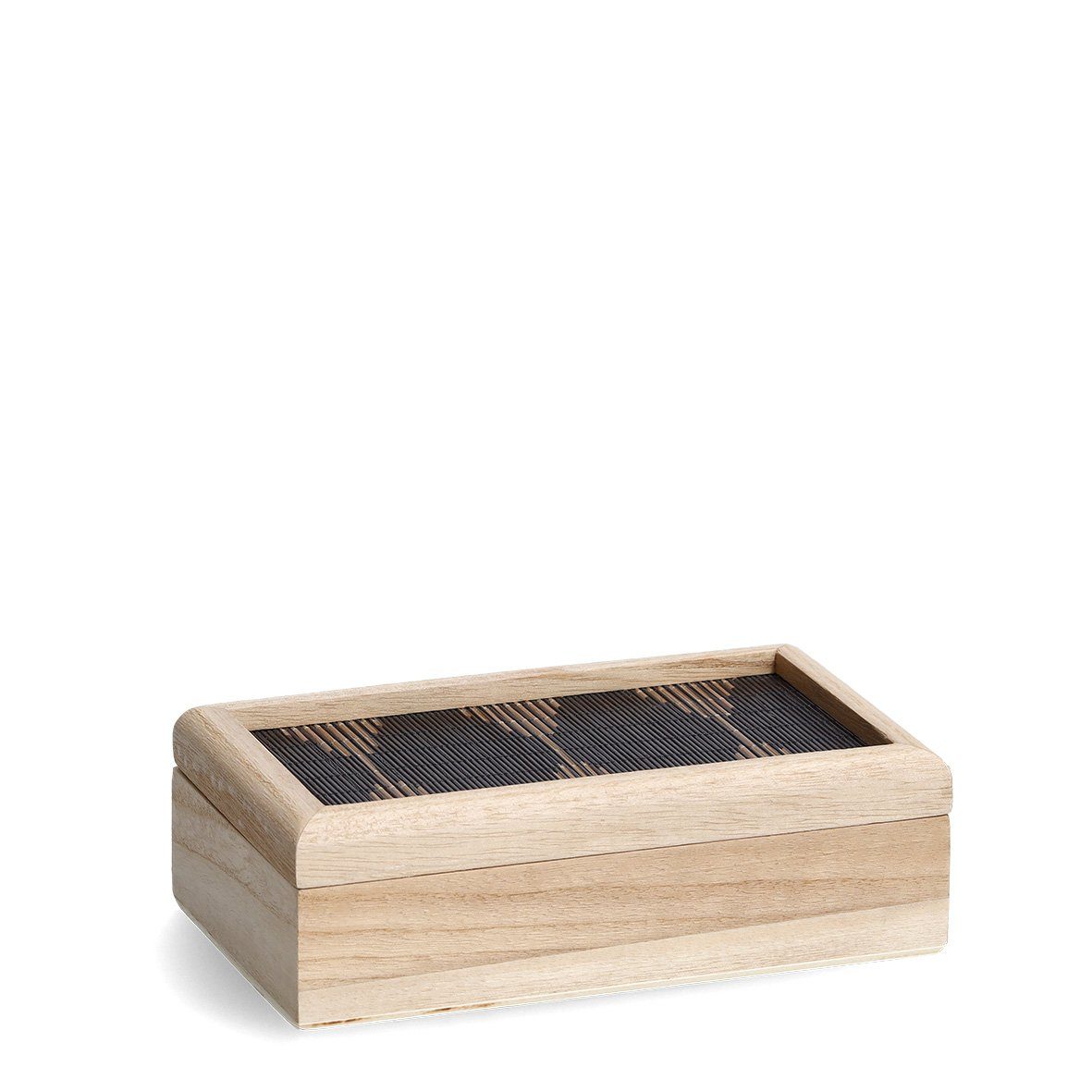 Zeller Present Aufbewahrungskorb Aufbewahrungsbox "Black Mosaic, Holz, natur/schwarz, ca. 20 x 12 x 6 cm
