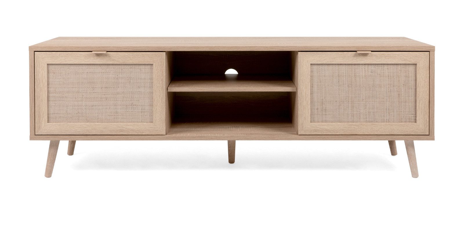 Furn.Design Lowboard Niran (in Sonoma Eiche mit Bast - Dekor, TV-Unterteil 150 x 52 cm), Scandi Design