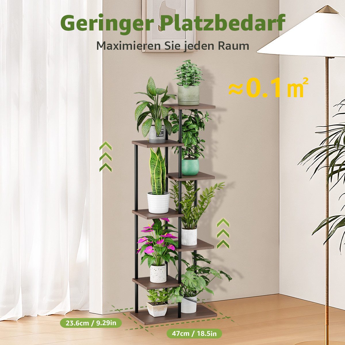 Simloveve Blumenständer pflanzenständer 7 Etagen blumenständer wohnzimmer (7 Etagen Pflanzentreppe, Pflanzenregal Standregal, 1 St., Hölzern und Metall Mehrstöckig Pflanzenständer), für Innen Wohnzimmer Deko Garten Balkon