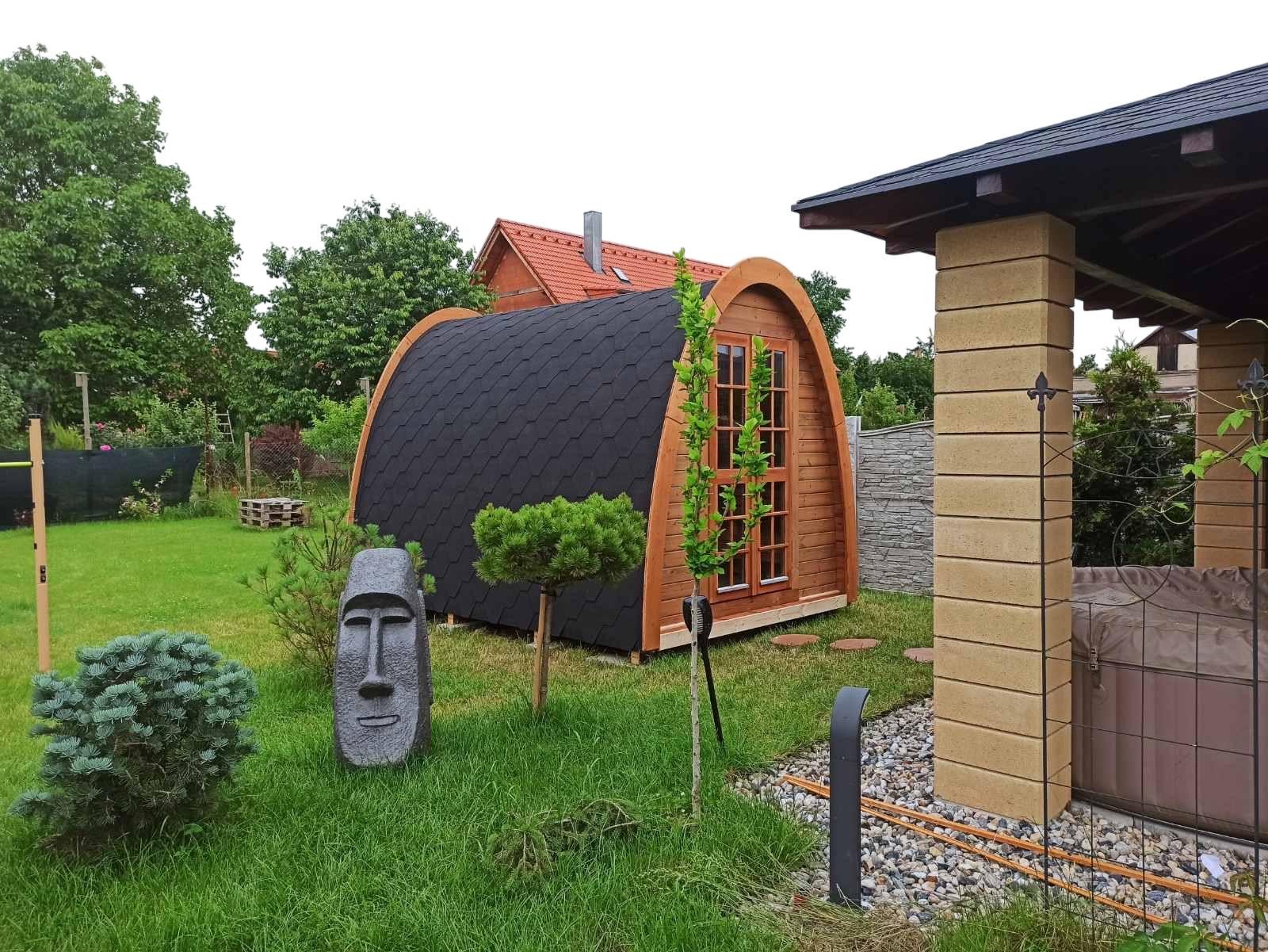 JVmoebel Saunahaus Sauna Holz Garten 400x240cm Trockensauna Transparent Holzpro, (1-St) Made in Europe