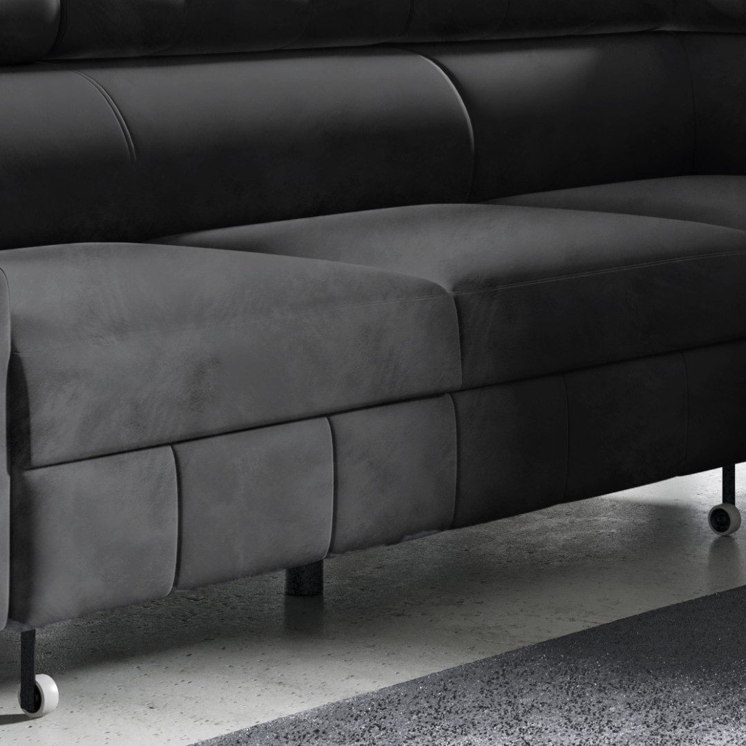 inter Ecksofa LIMA Samt Anthrazit Bettkasten Kopfteilverstellung, mit Relaxfunktion