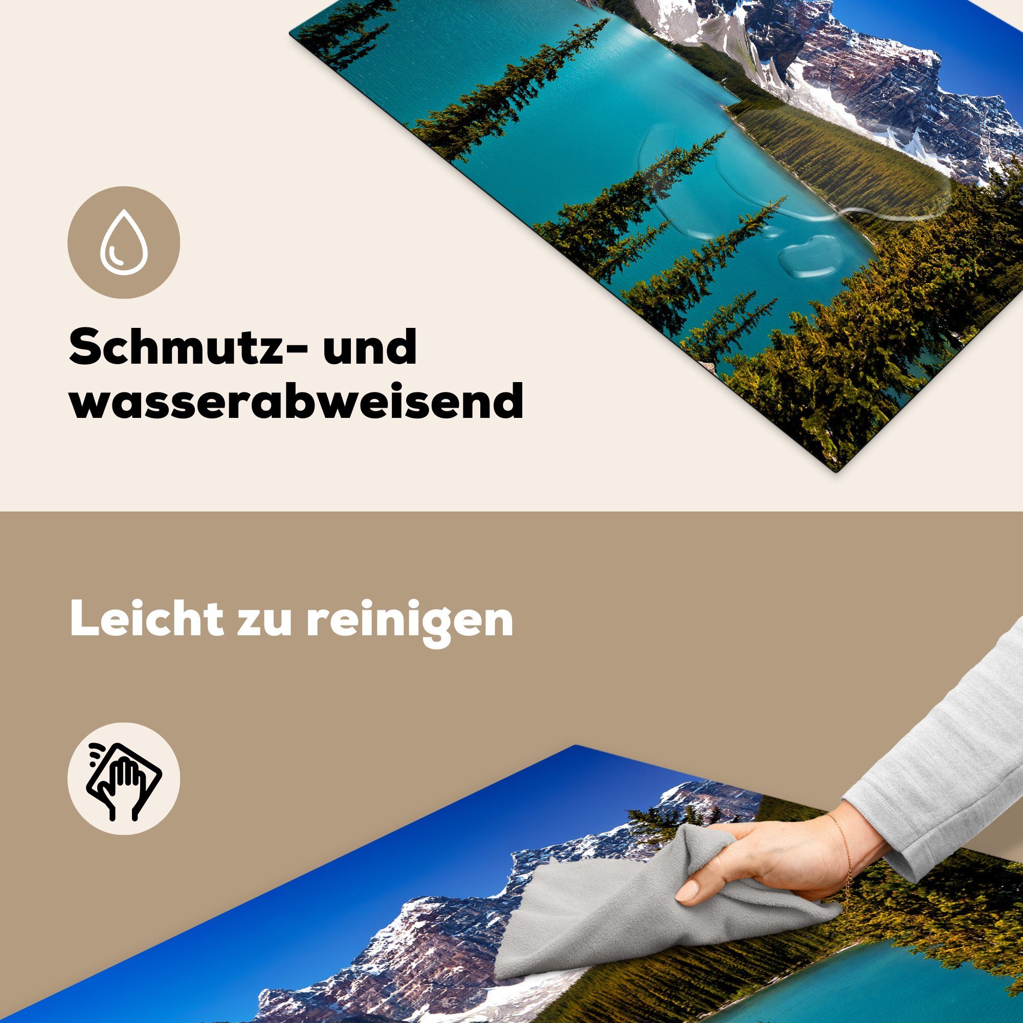 MuchoWow Herdblende-/Abdeckplatte Tal im Banff-Nationalpark Nordamerika, Ceranfeldabdeckung Induktionskochfeld tlg), Schutz 81x52 die in cm, Vinyl, (1 küche, für