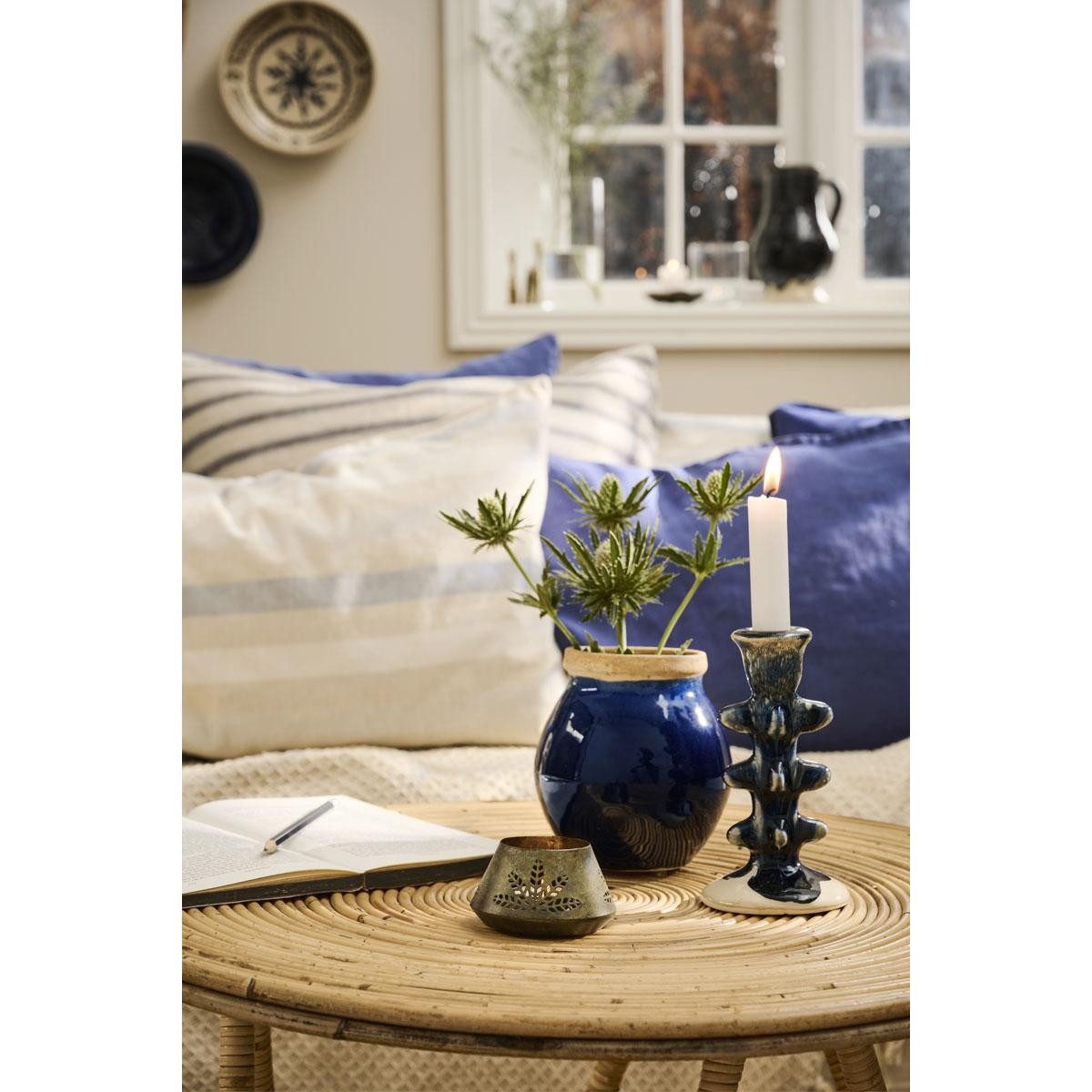 Ib Laursen Dekovase Ib Laursen Vase Avignon mit blauer Glasur (13,5cm)