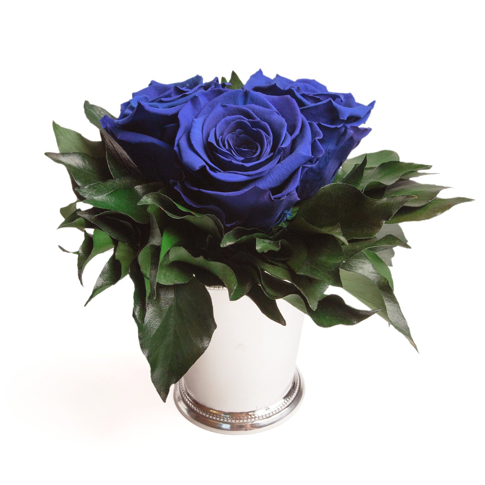 Rose 3 Höhe haltbar 3 silberfarbene Rosen Blau Blumenstrauß Infinity Kunstorchidee zu SCHULZ bis Heidelberg, ROSEMARIE Deko 15 Vase cm, Wohnzimmer Rose, Jahre