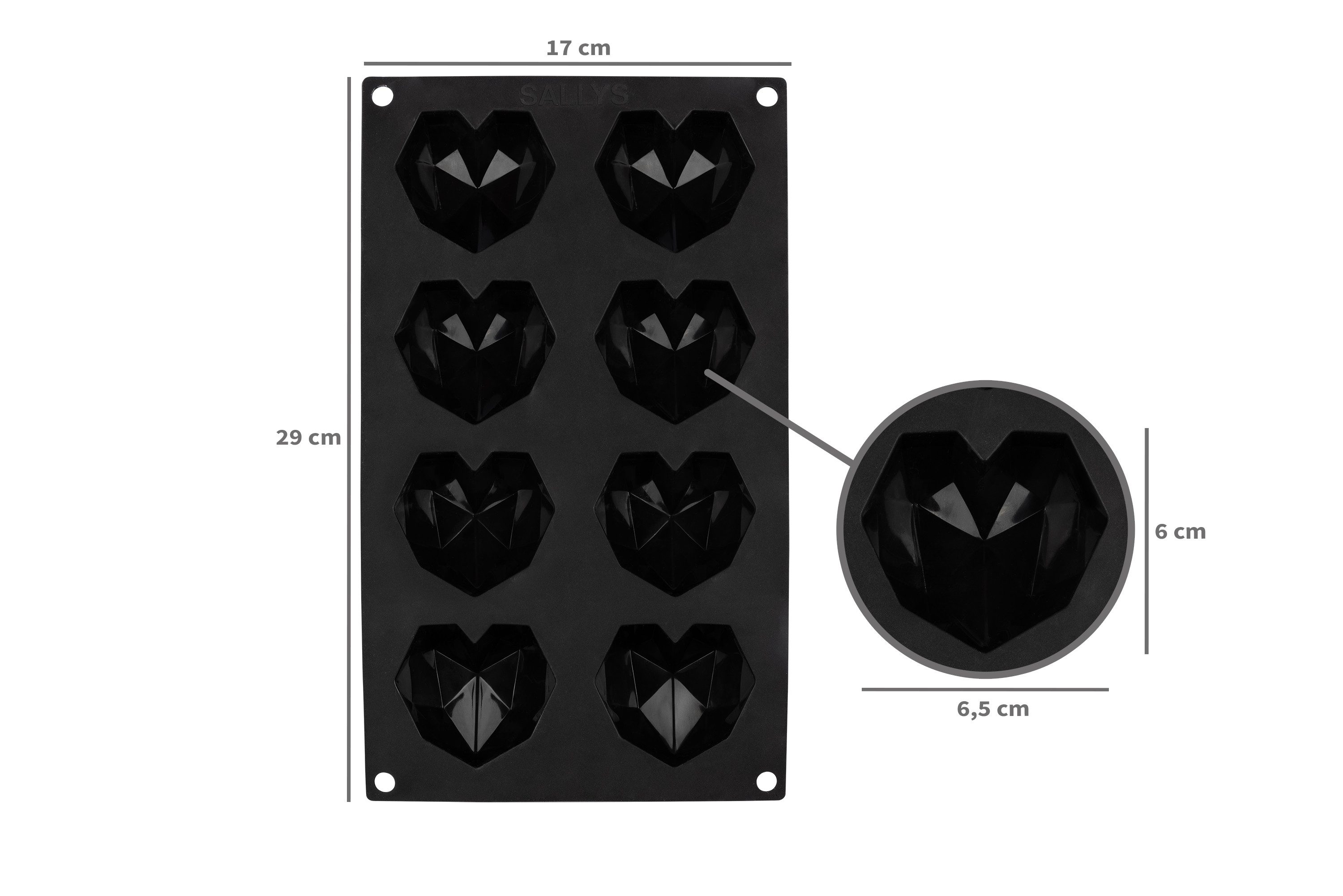 Sallys Silikonform 3D Diamant-Herz klein, aus 100% Platin-Silikon