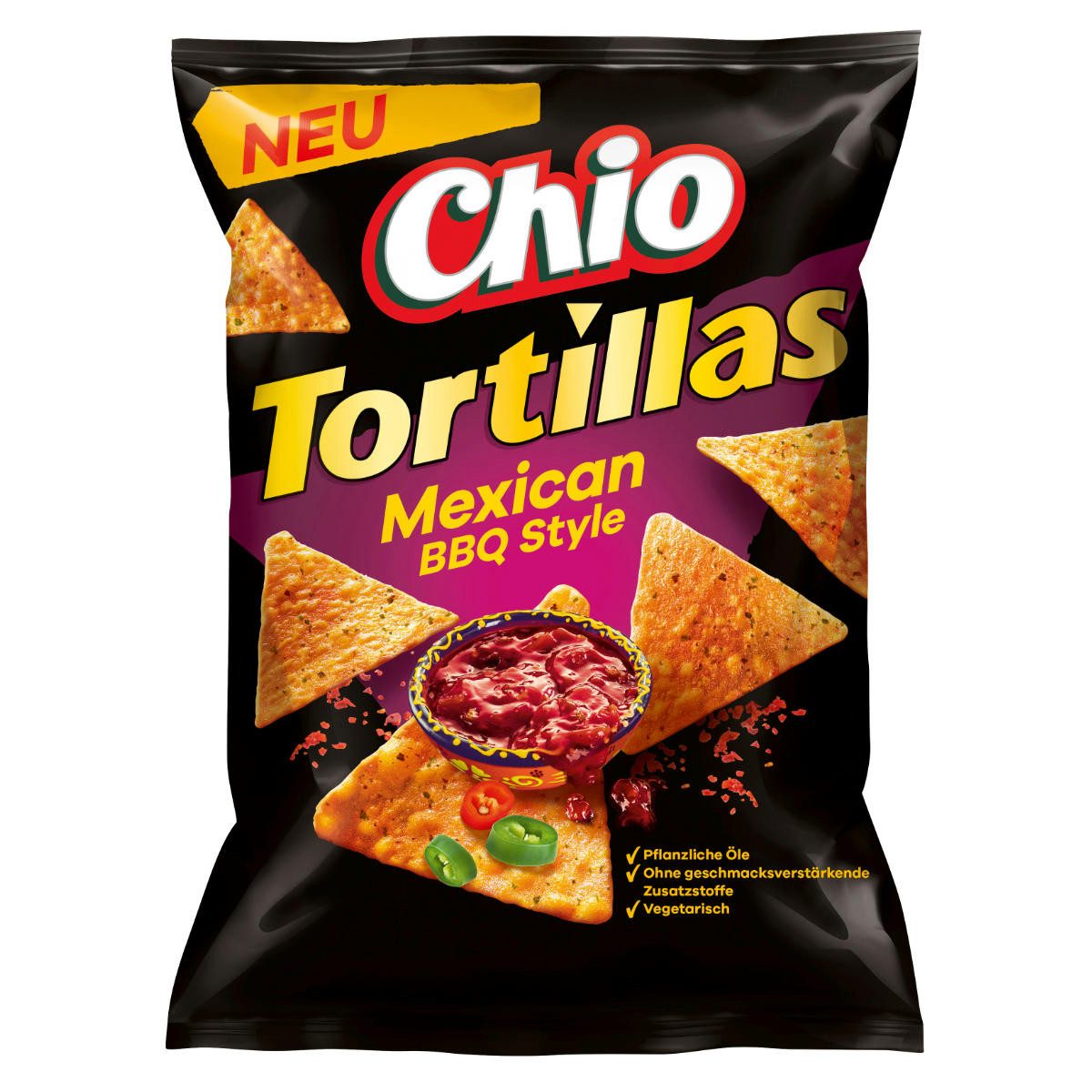 Chio Knabberei, Chio Tortillas Mexican BBQ Style vegetarisch vegan Chipstüte 110g